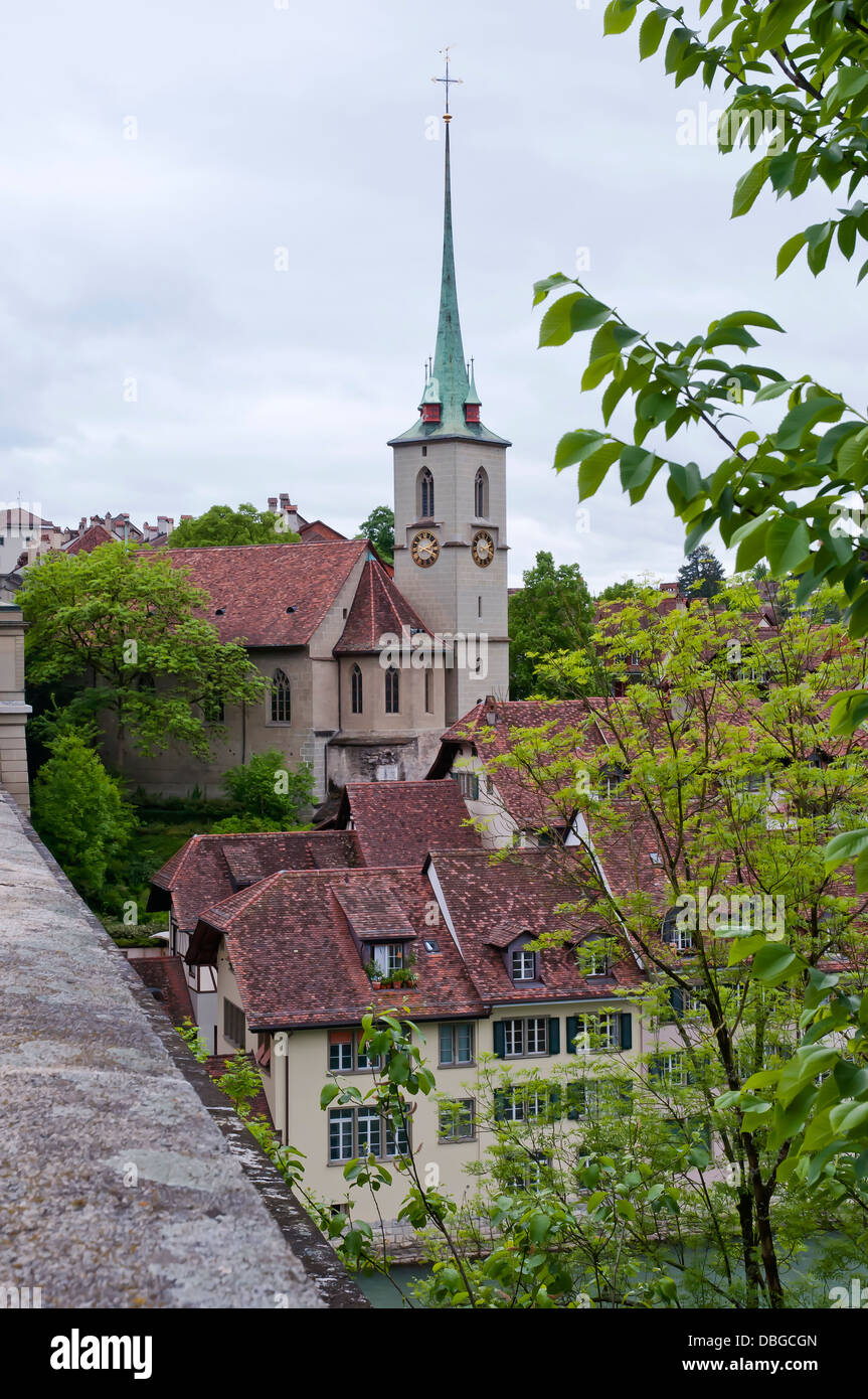 The reformed Nydeggkirche, ´Lower corner´ in rainy day, Bern, Switzerland, Europe Stock Photo