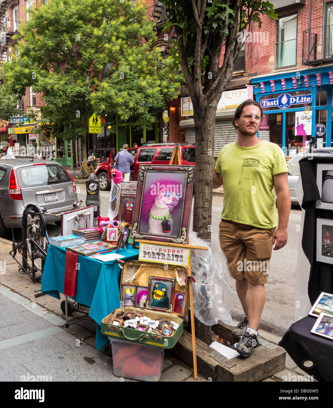 Street market in Williamsburg, Brooklyn, a fashionable area of New York City Stock Photo