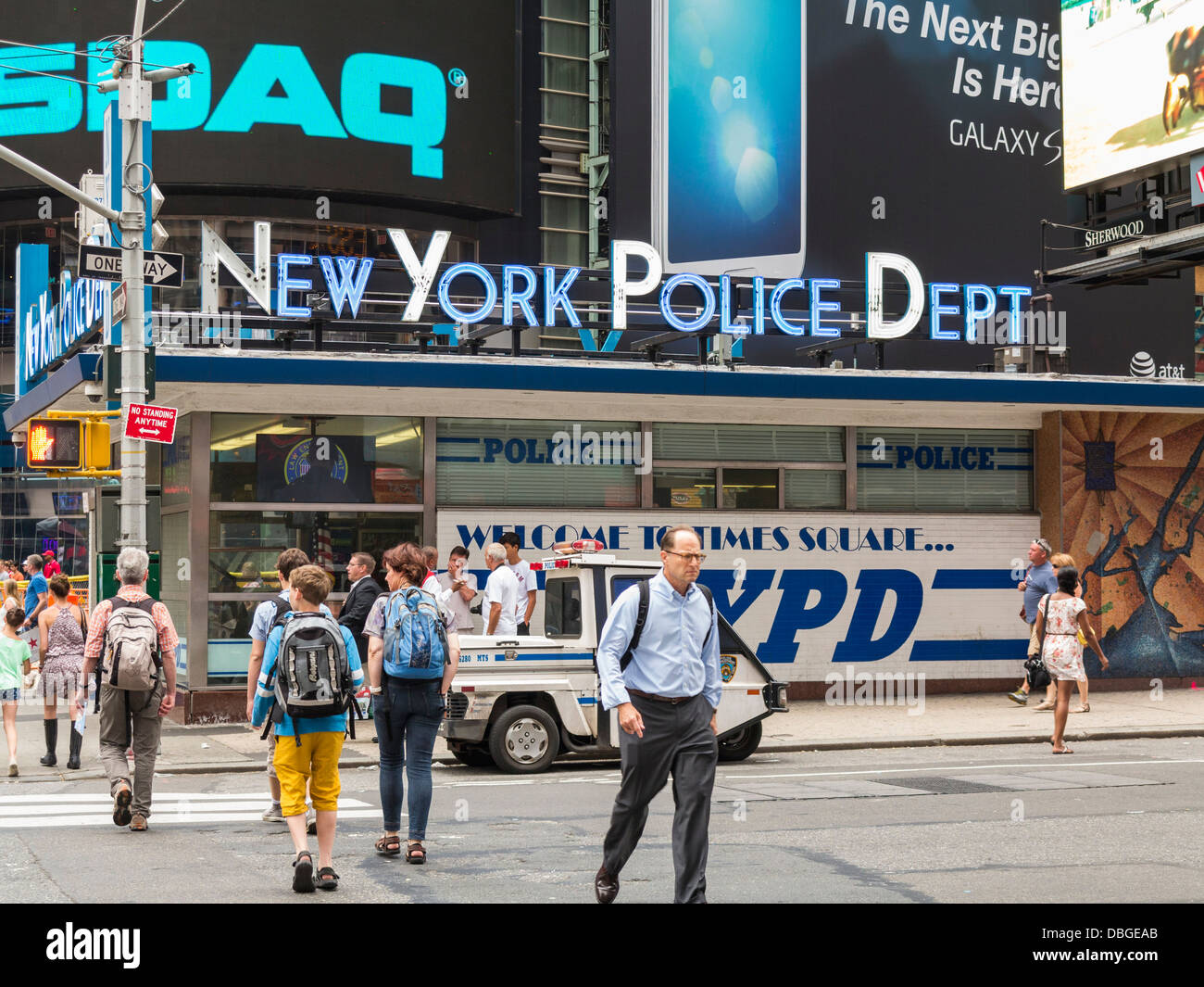 NYPD at Times Square, New York City - police department station Stock Photo