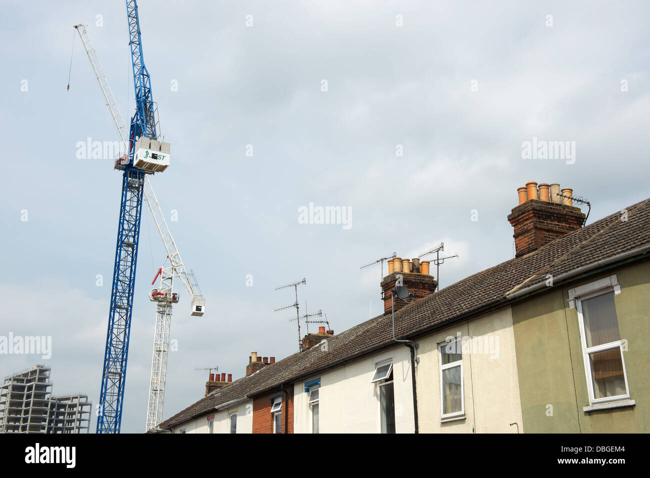 Construction of residential apartment block at the end of Bulstrode Road, Ipswich, Suffolk, UK. Stock Photo