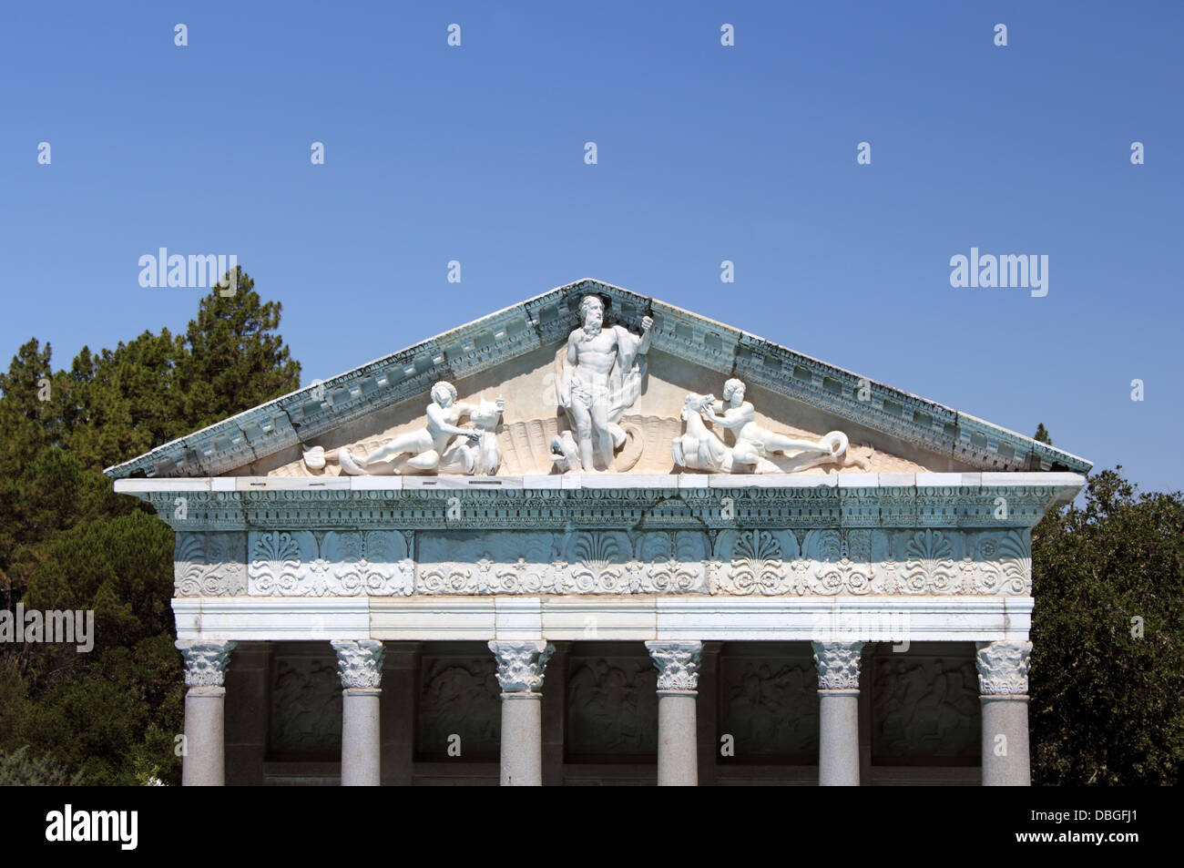 Roman temple portico, Hearst Castle, San Simeon, California, USA Stock Photo