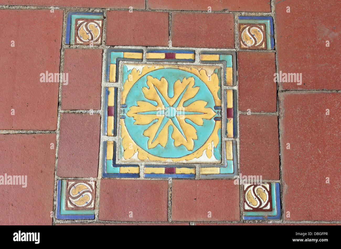 Cuerda seca tiles, Hearst Castle, San Simeon, California, USA Stock Photo
