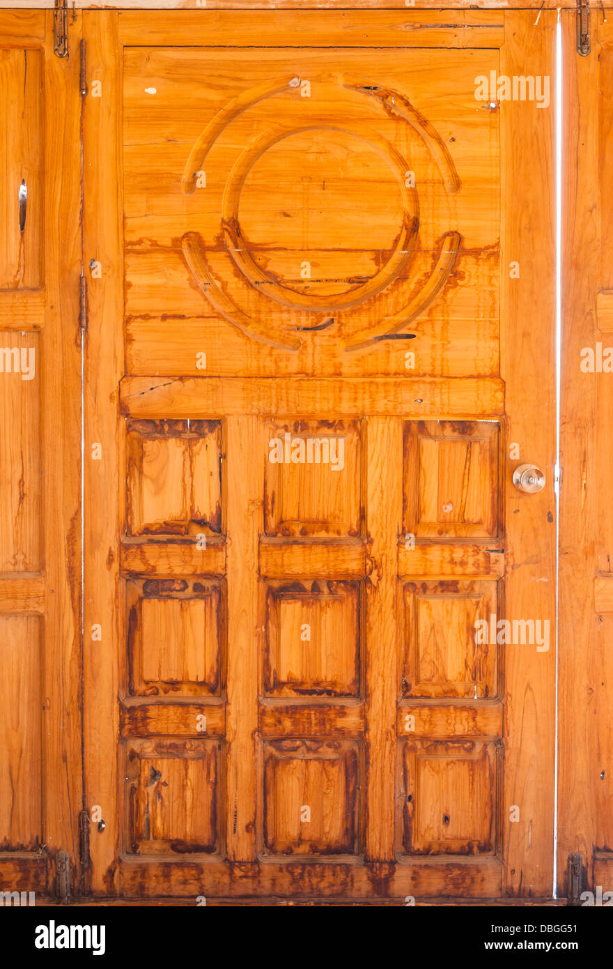 Old Stain Wood Door. Stock Photo