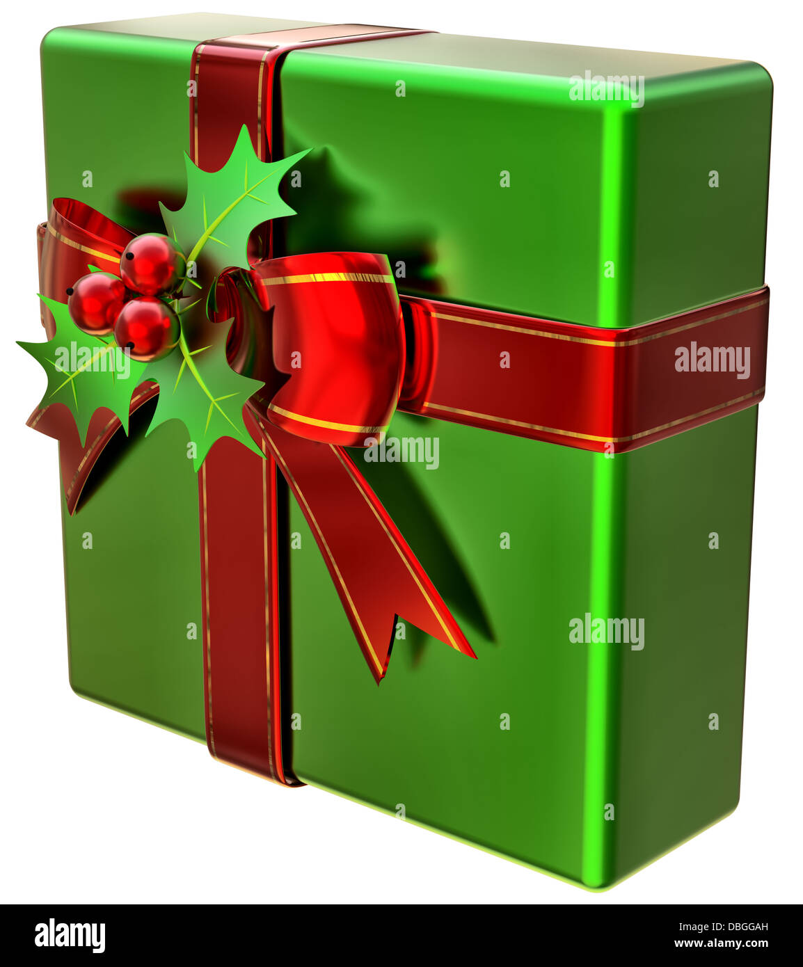 Gold giftbox red ribbon 3d Cut Out Stock Images & Pictures - Alamy