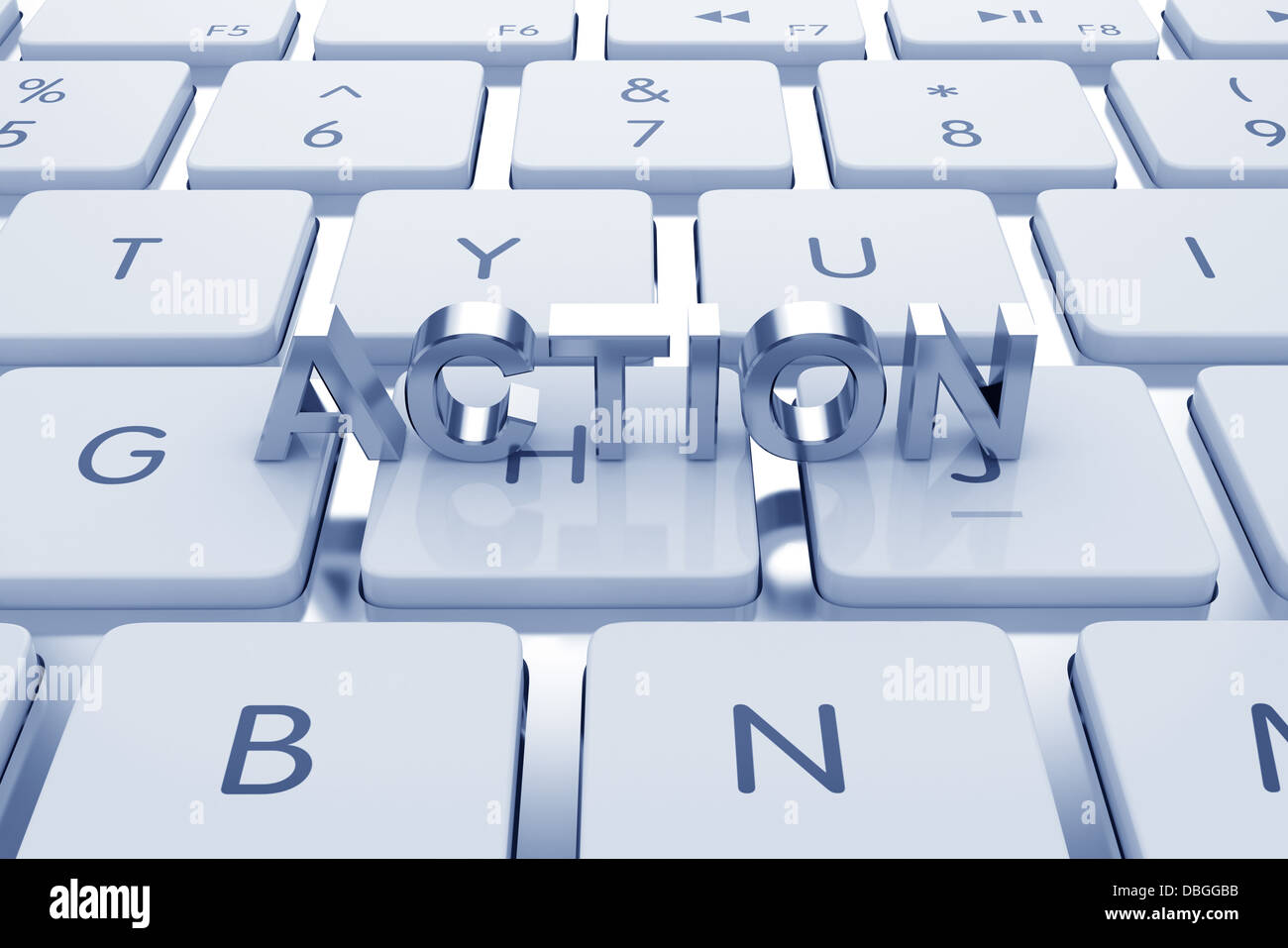 Actoion text on computed keyboard. Blue tinted Stock Photo - Alamy