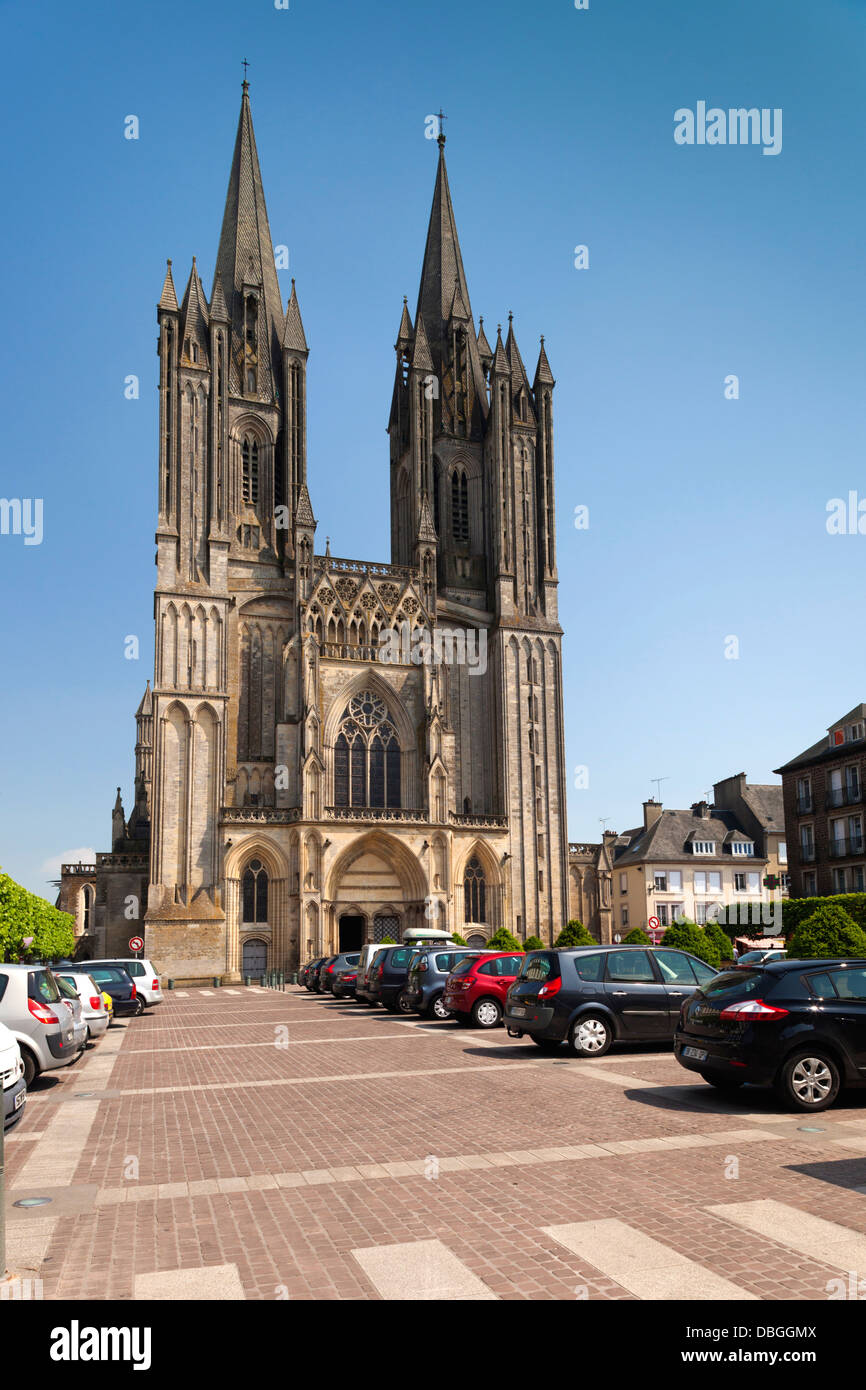 France, Normandy, Coutances, Coutances Cathedral. Stock Photo