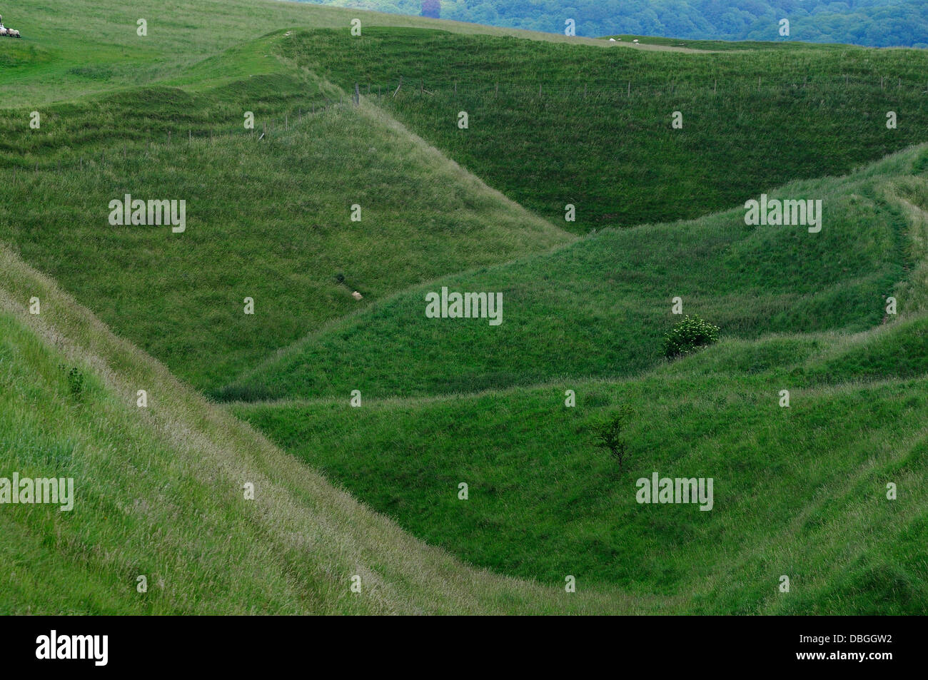 A view of Maiden Castle Iron Age hillfort Dorset UK Stock Photo