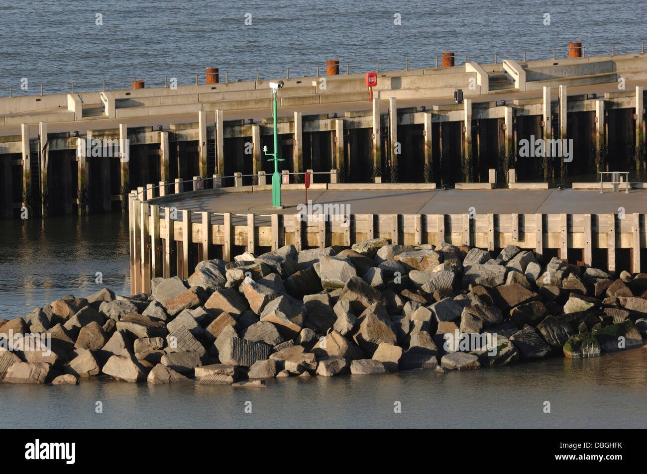 A view of the piers at West Bay Dorset UK Stock Photo