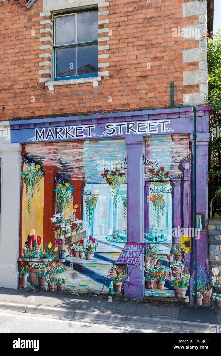 Colourful trompe l'oeil in Market Street, Nailsworth Stock Photo