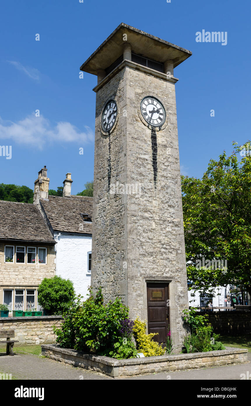 Clock tower in the centre of the Cotswold town of Nailsworth Stock