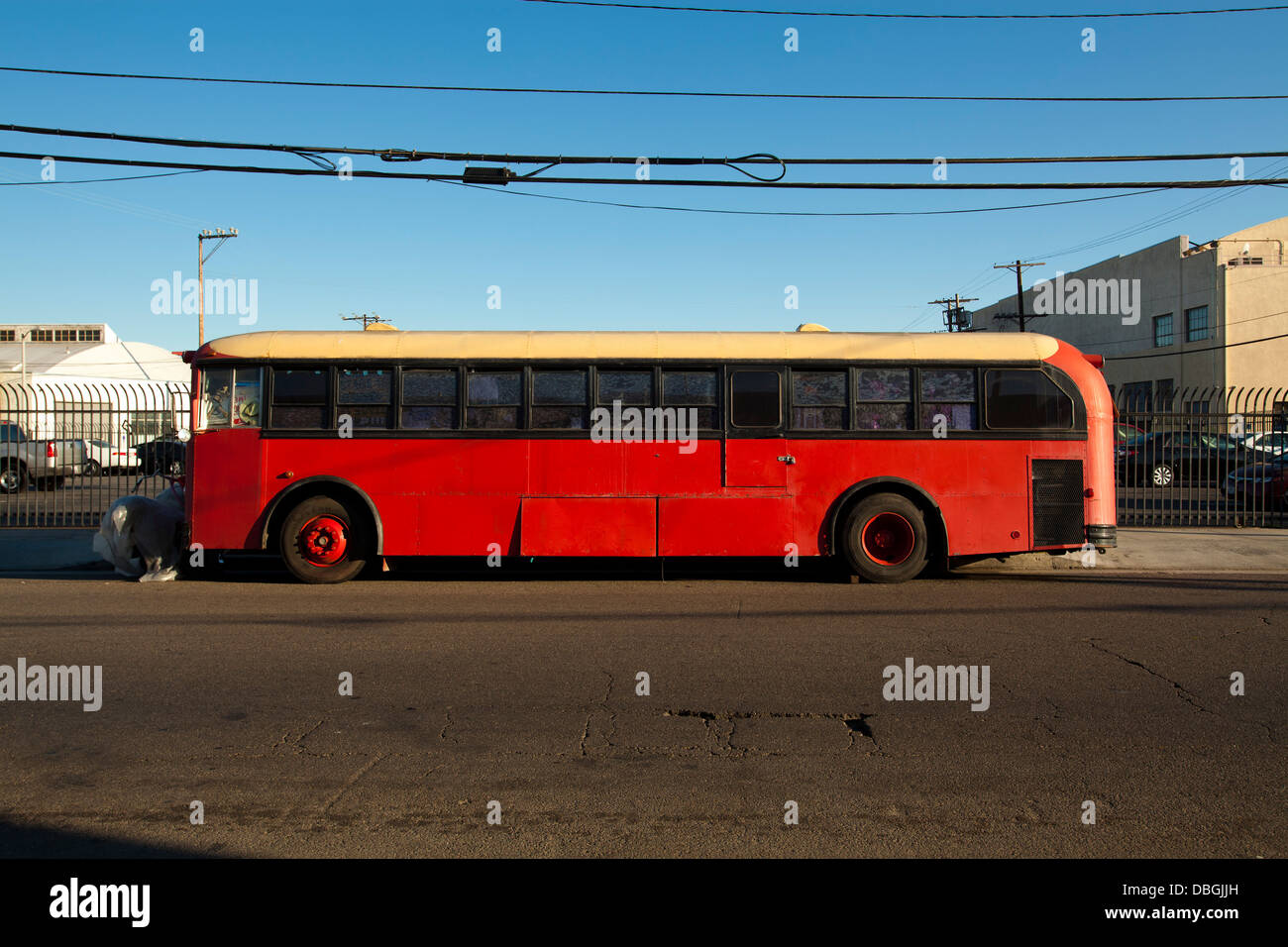 Red Bus, Los Angeles, California, United States of America Stock Photo