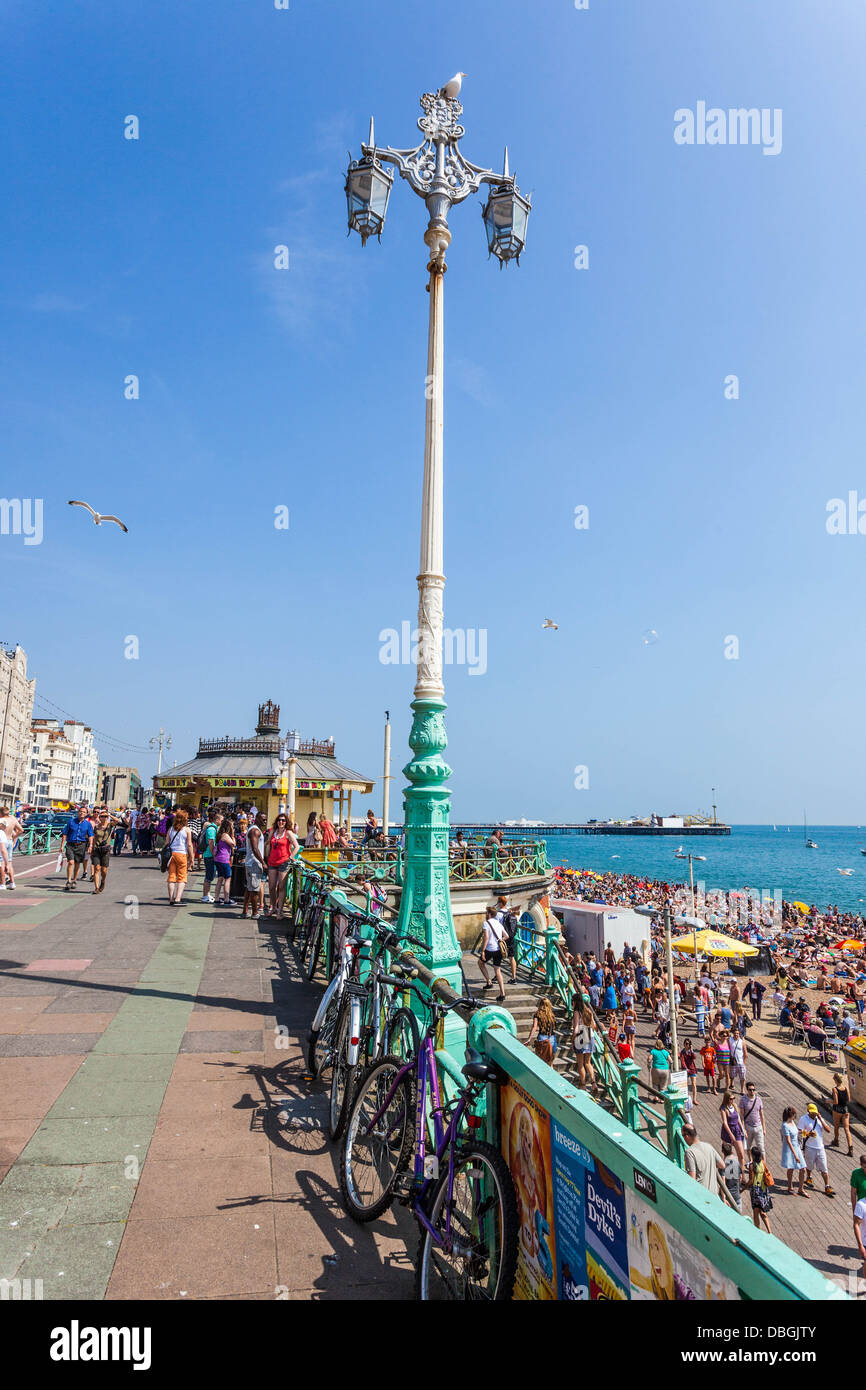 Lamp post on Brighton seafront and promenade, Brighton, East Sussex, England, UK. Stock Photo