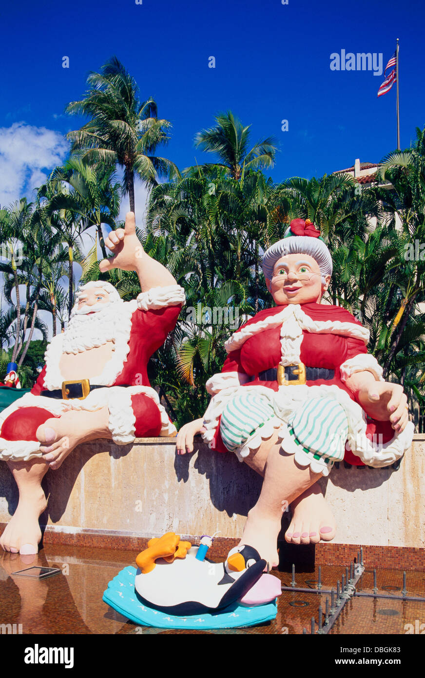 Honolulu, Oahu, Hawaii, HI, USA Santa Claus and Mrs Claus Christmas
