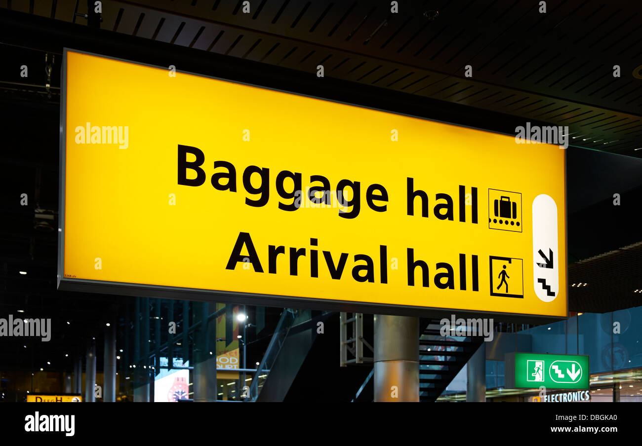 Baggage and arrival hall sign Stock Photo