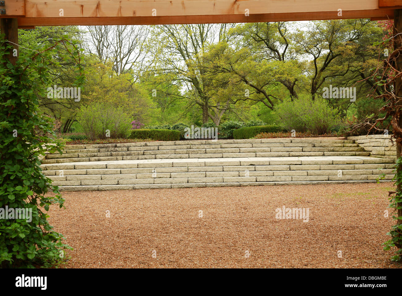 view of stone pavers with gravel and landscaping Stock Photo Alamy