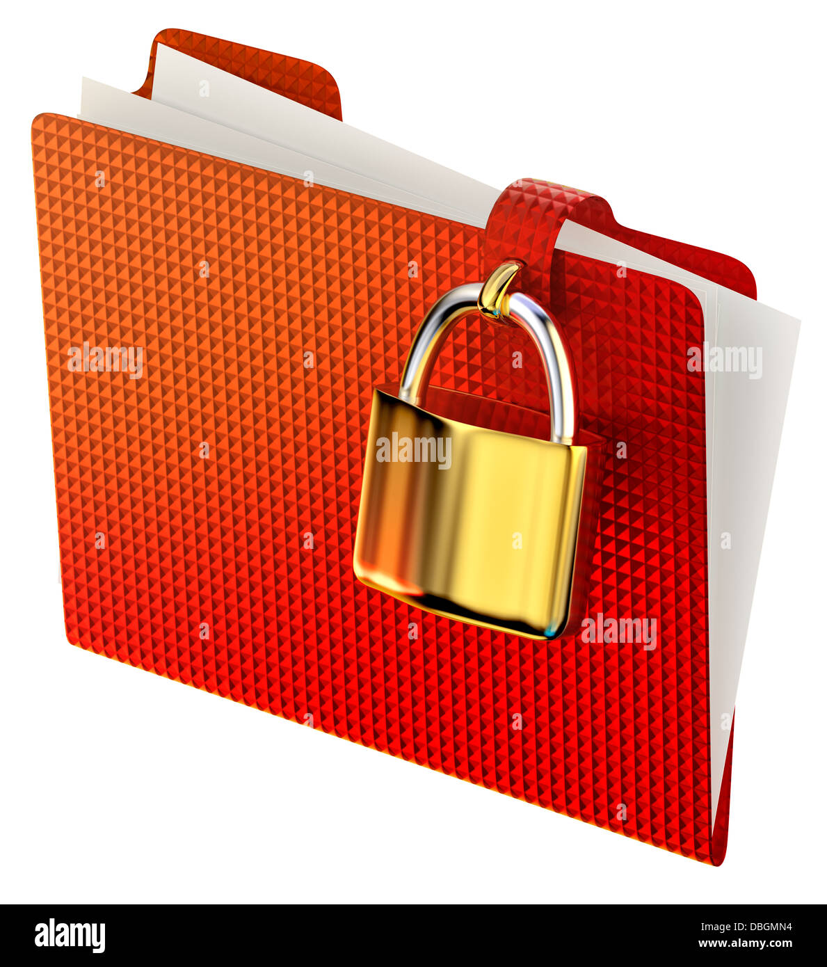red folder with golden hinged lock Stock Photo Alamy