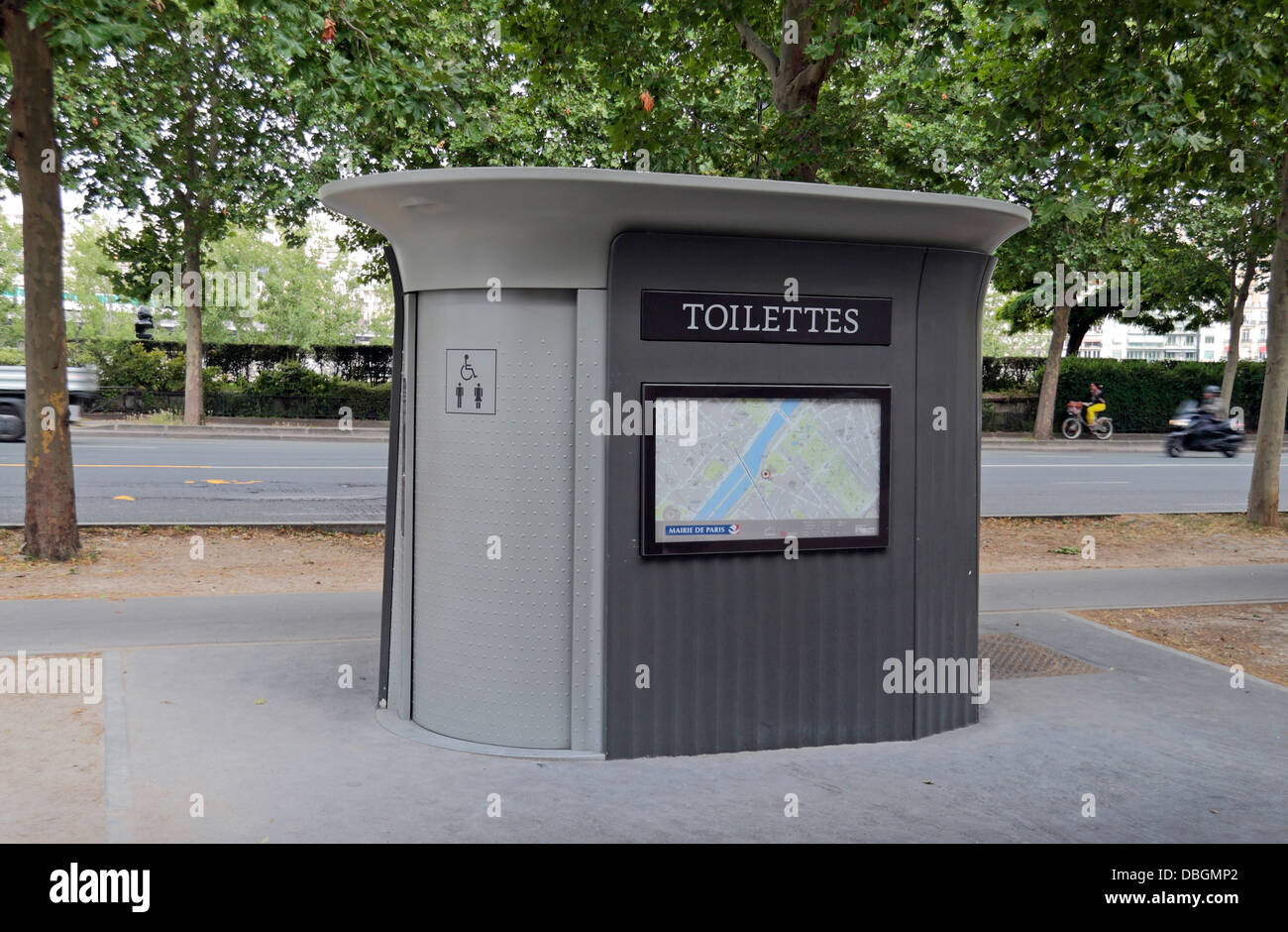 An automatic public toilet in Paris, France. Stock Photo