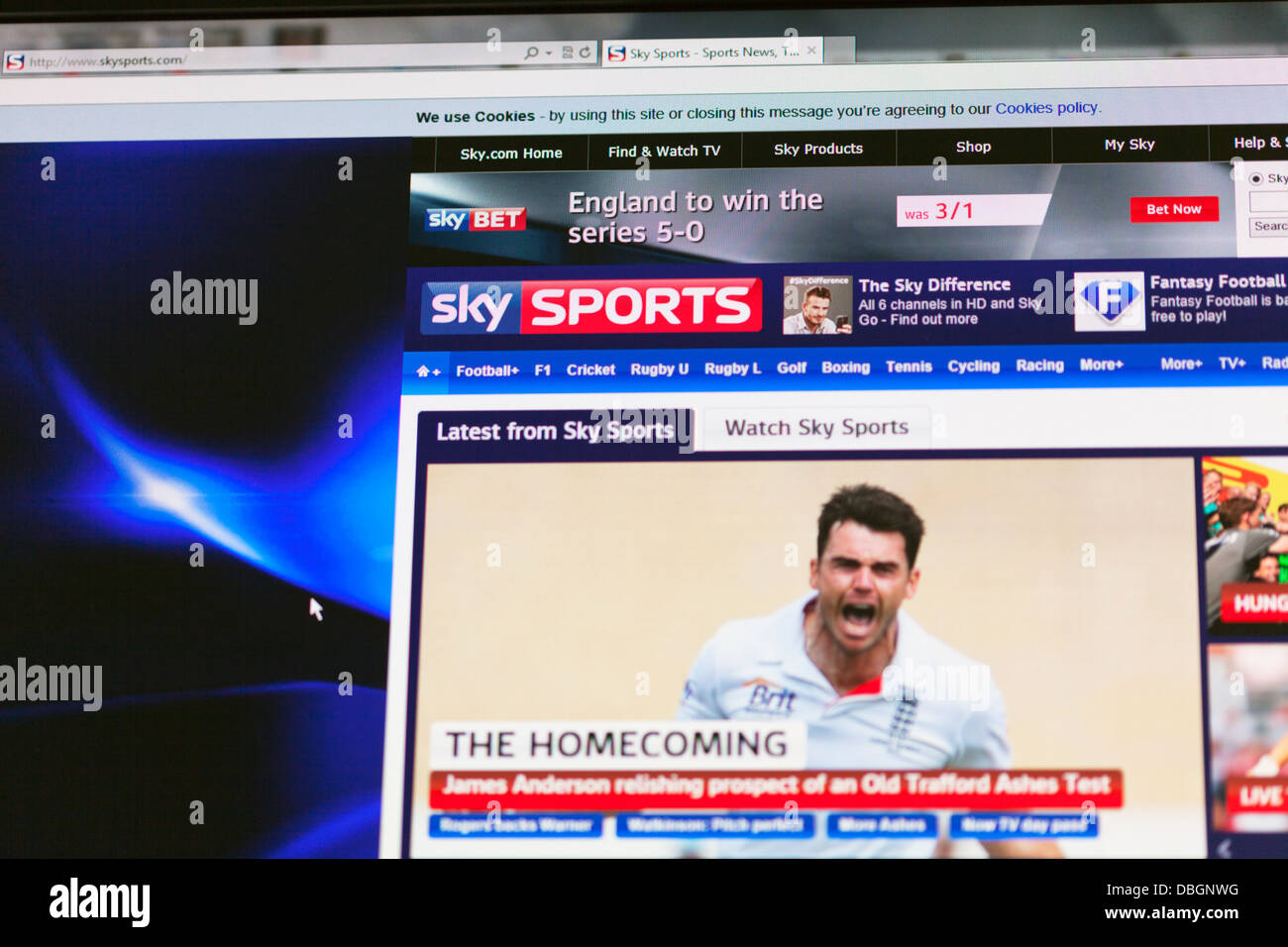 Photo illustration of the Sky Sports online website from the UK Stock Photo 