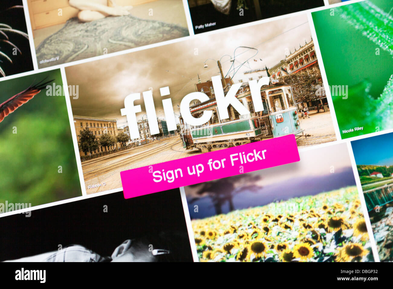 Photo illustration of the Flickr online website photo sharing Stock Photo