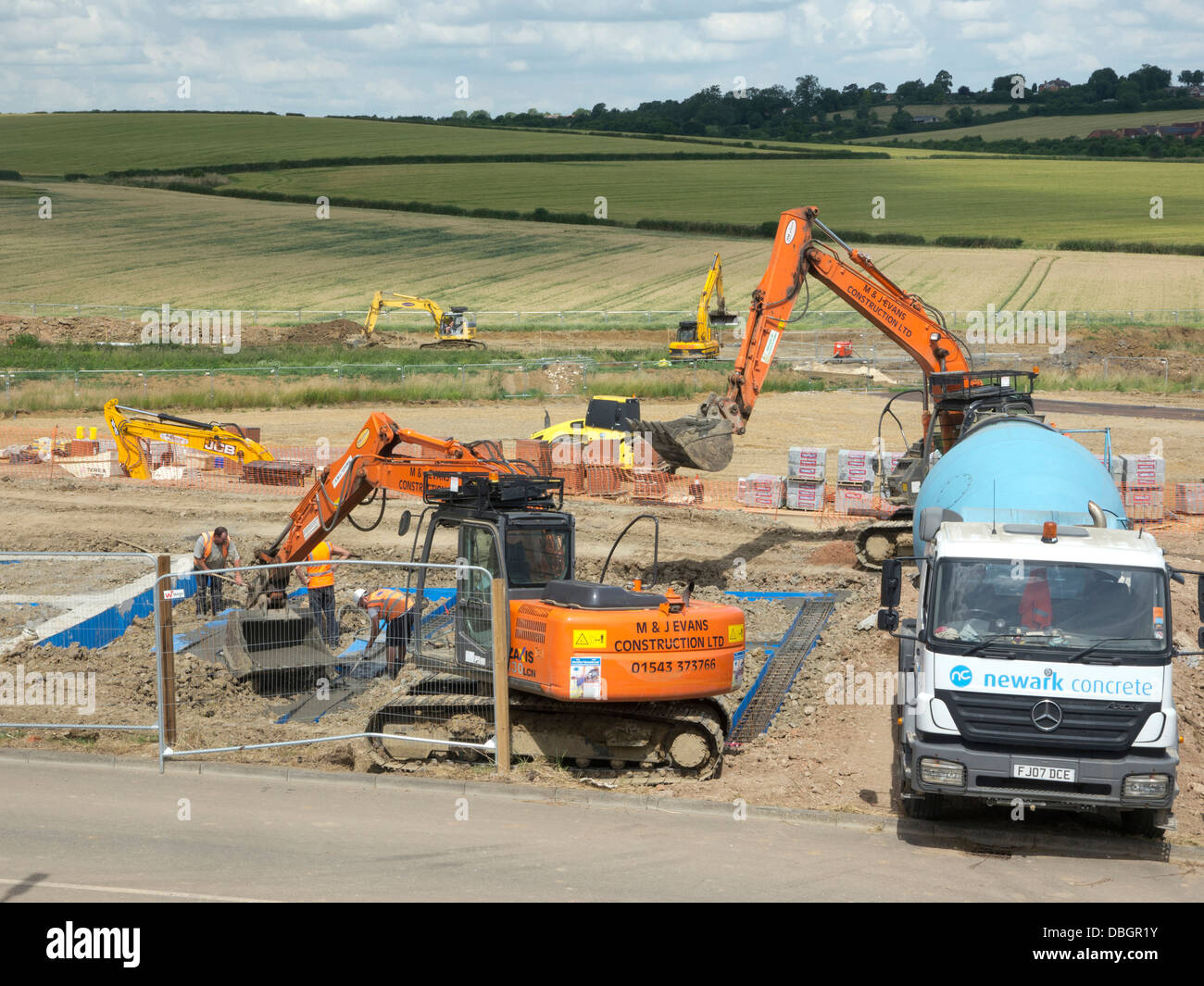 Laying foundations for house building, Lincolnshire, England Stock Photo