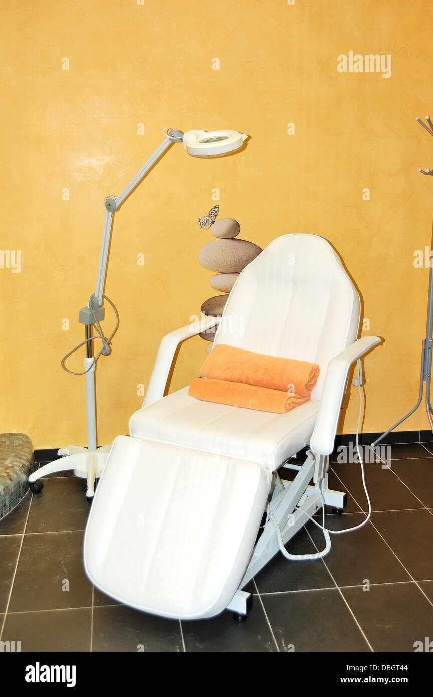 The chair for SPA procedures at modern hotel, Thassos island, Greece Stock Photo