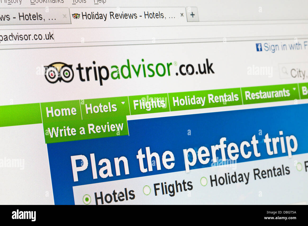 Screenshot of the tripadvisor homepage Stock Photo Alamy