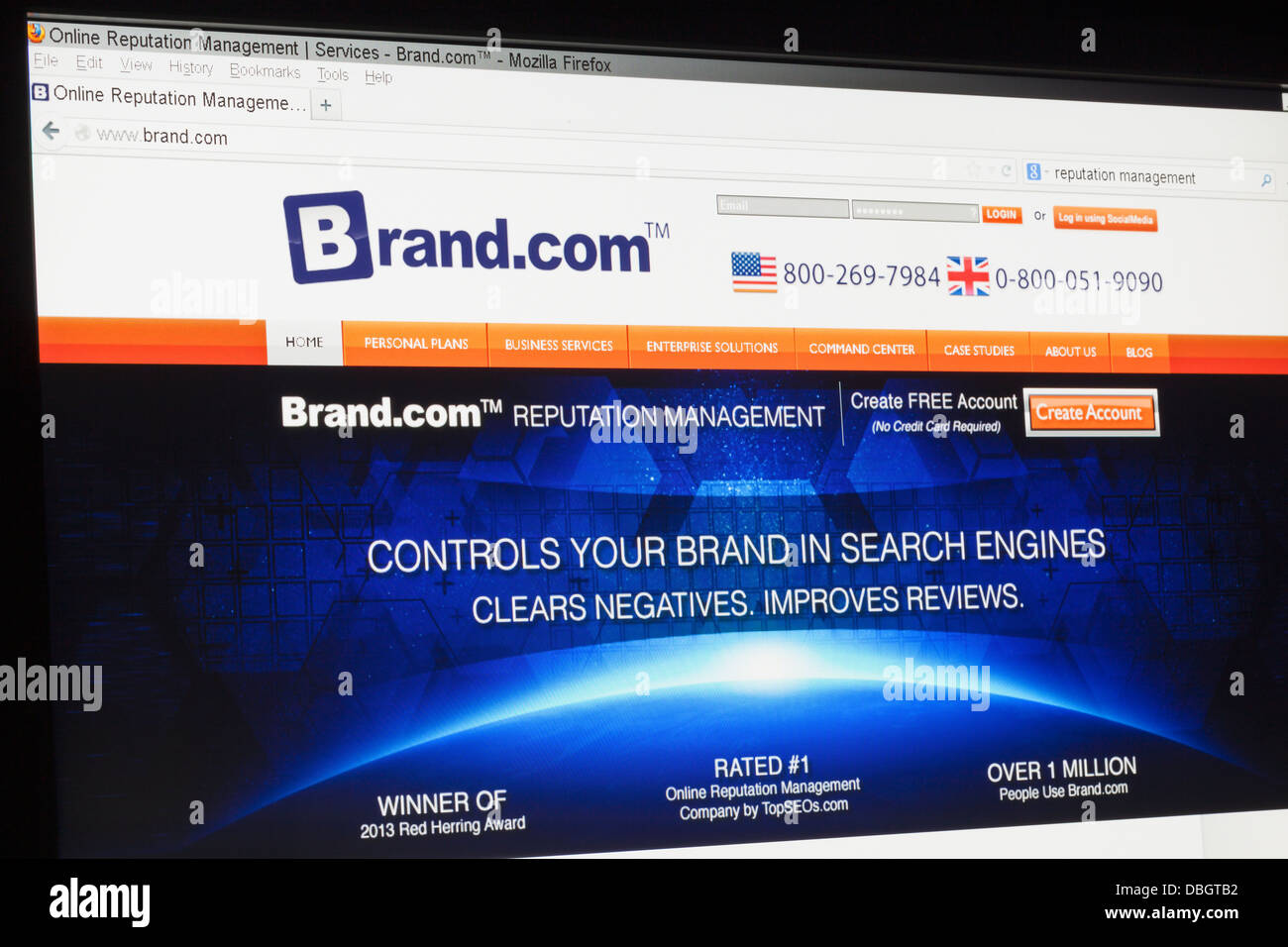 Screenshot of the brand.com homepage Stock Photo