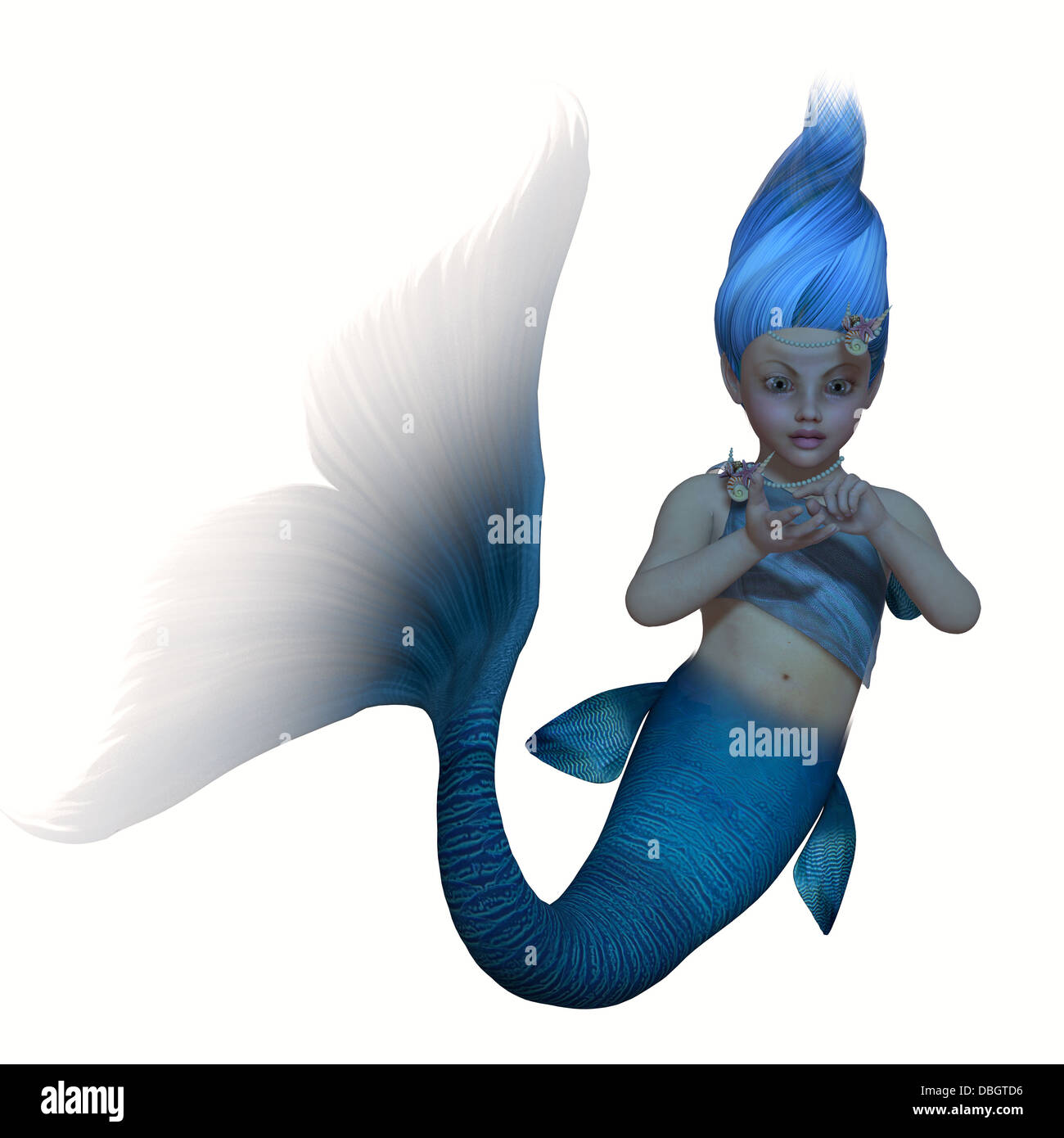 A magical legendary creature called a mermaid baby in the colors of a