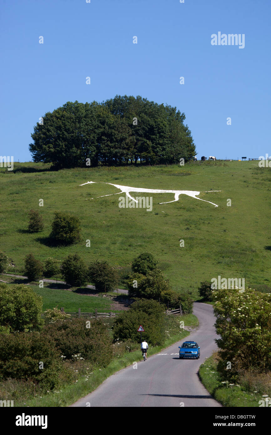 The Hackpen White Horse near Broad Hinton Wiltshire Stock Photo