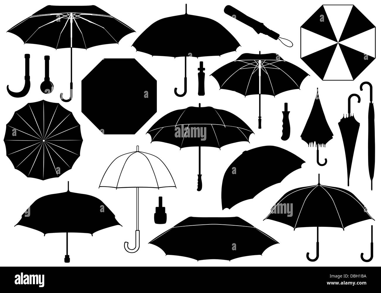 Set Of Different Umbrellas isolated on white Stock Photo Alamy