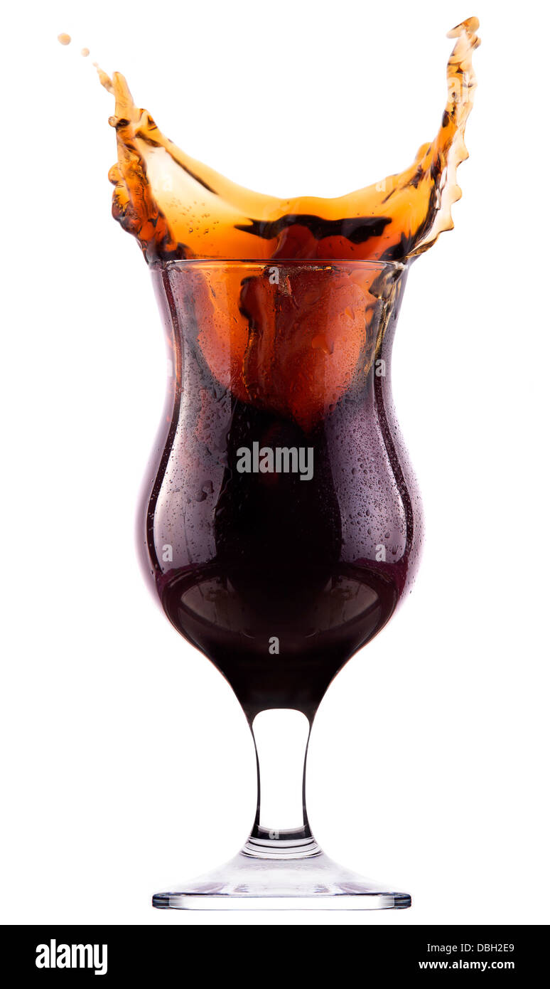 Fresh cola drink background with splash isolated on a white Stock Photo ...