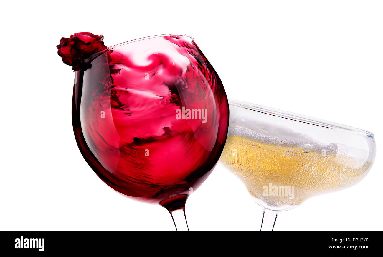 celebrate the holiday background red wine and champagne Stock Photo