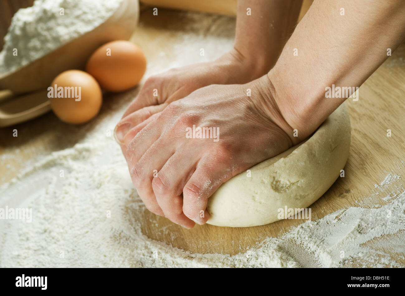 Kneading The Dough Stock Photo Alamy
