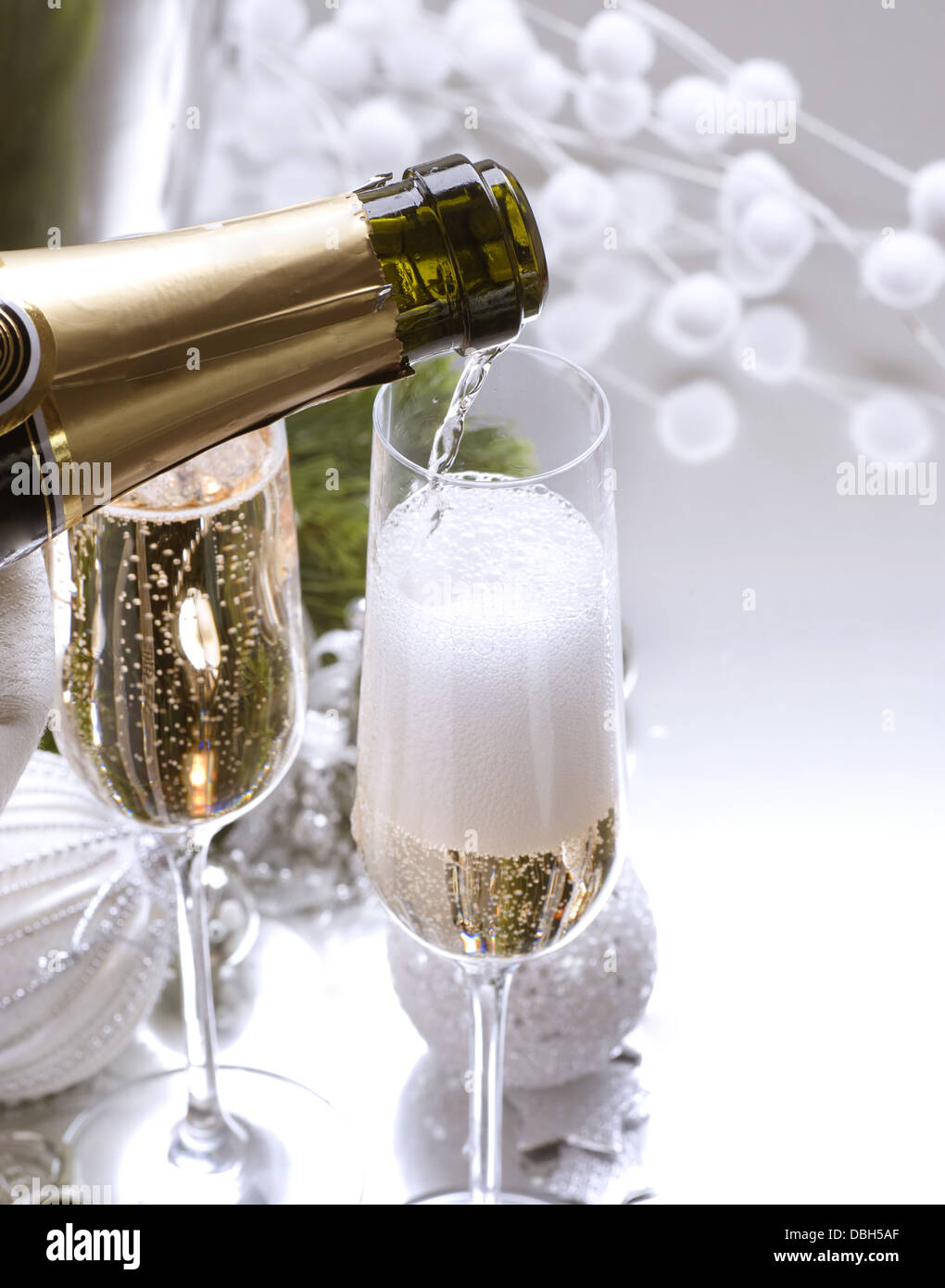 New Year Card Design with Champagne Stock Photo - Alamy