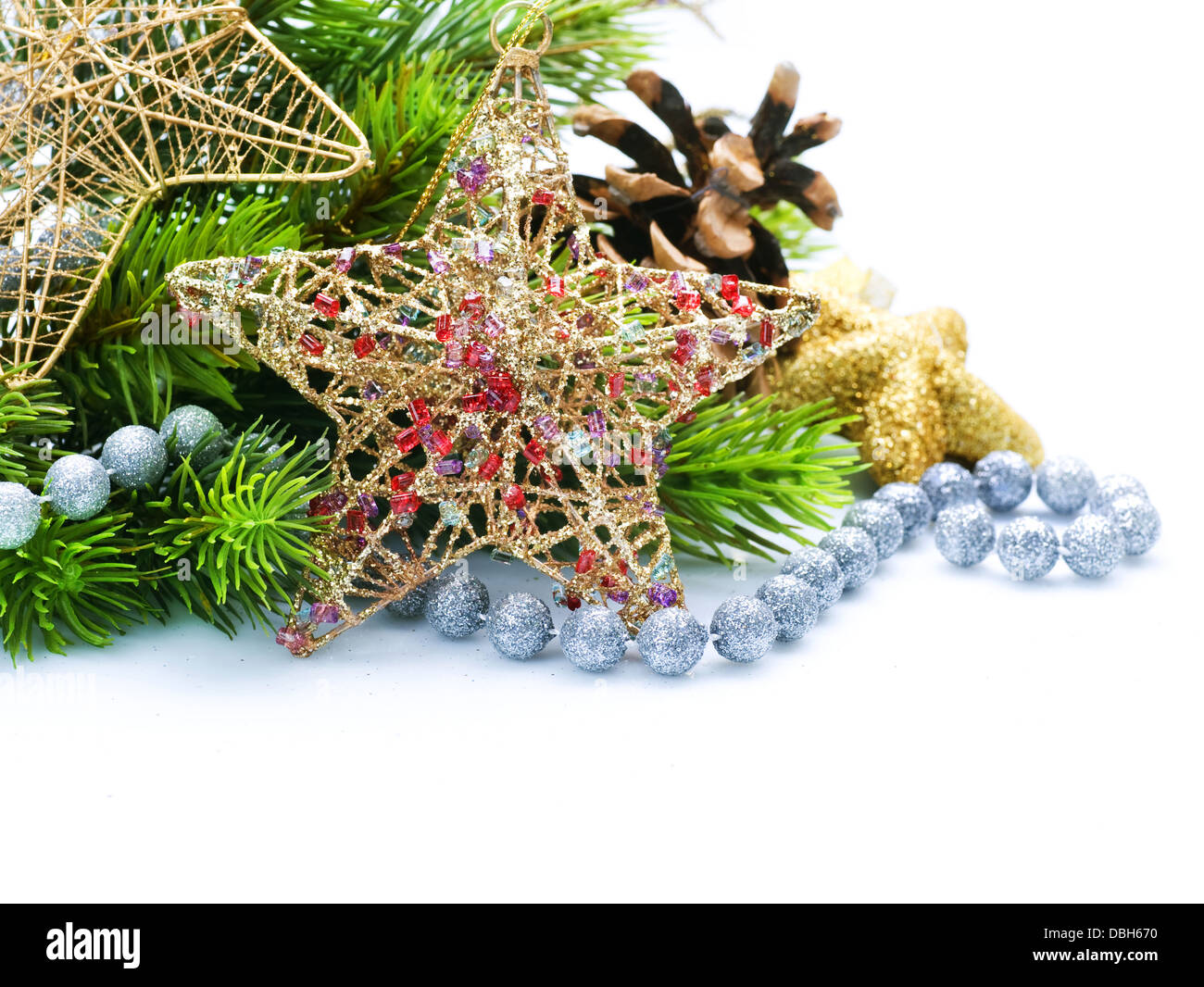 Christmas Decoration Border design isolated on white Stock Photo - Alamy