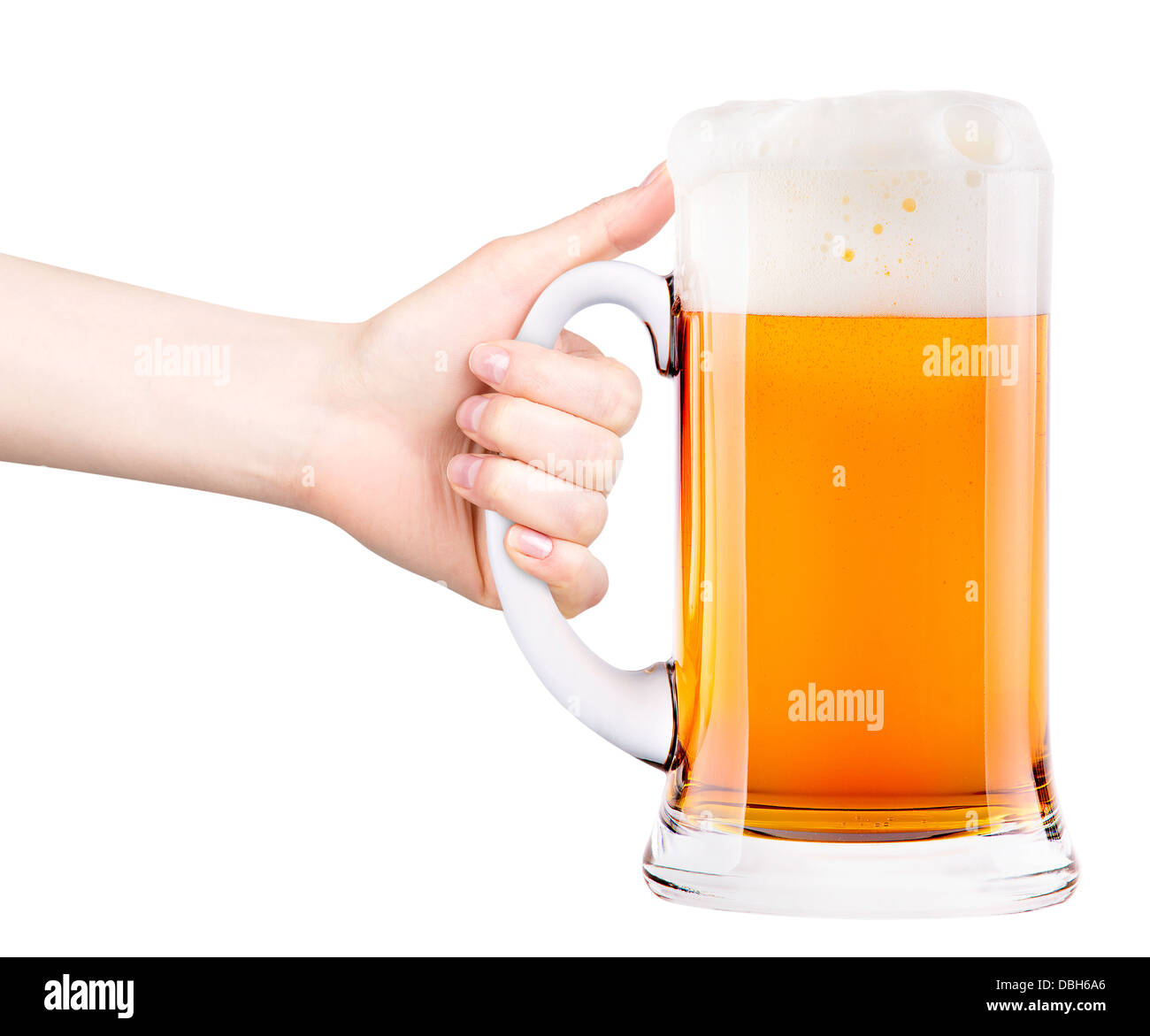 beer with woman hand making toast isolated Stock Photo Alamy
