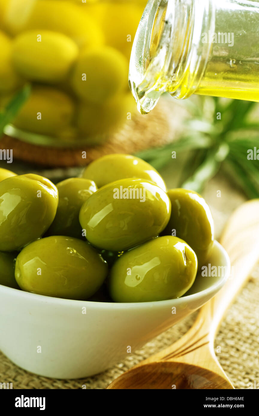 Olives And Olive Oil Stock Photo