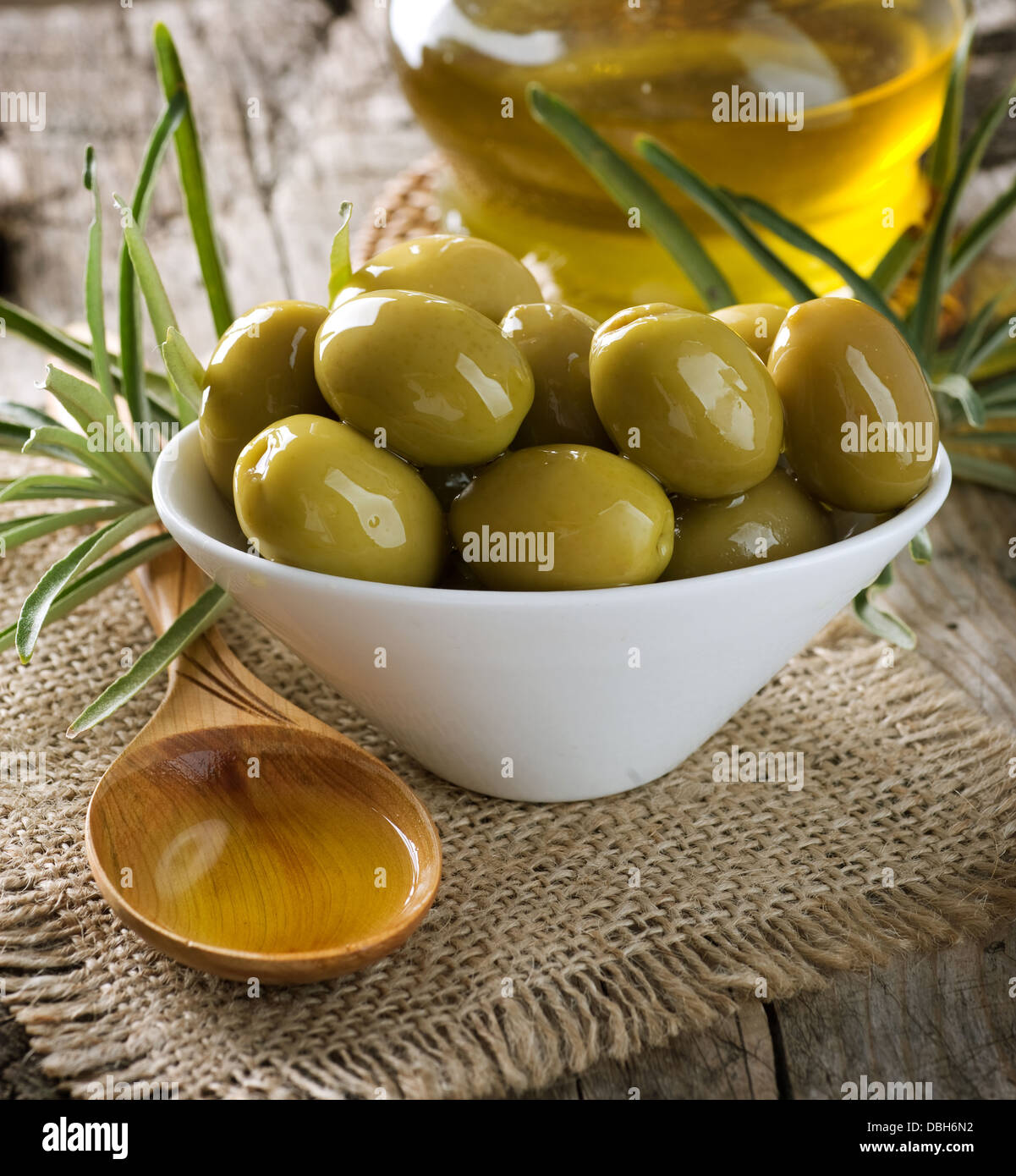 Olives And Olive Oil Stock Photo Alamy