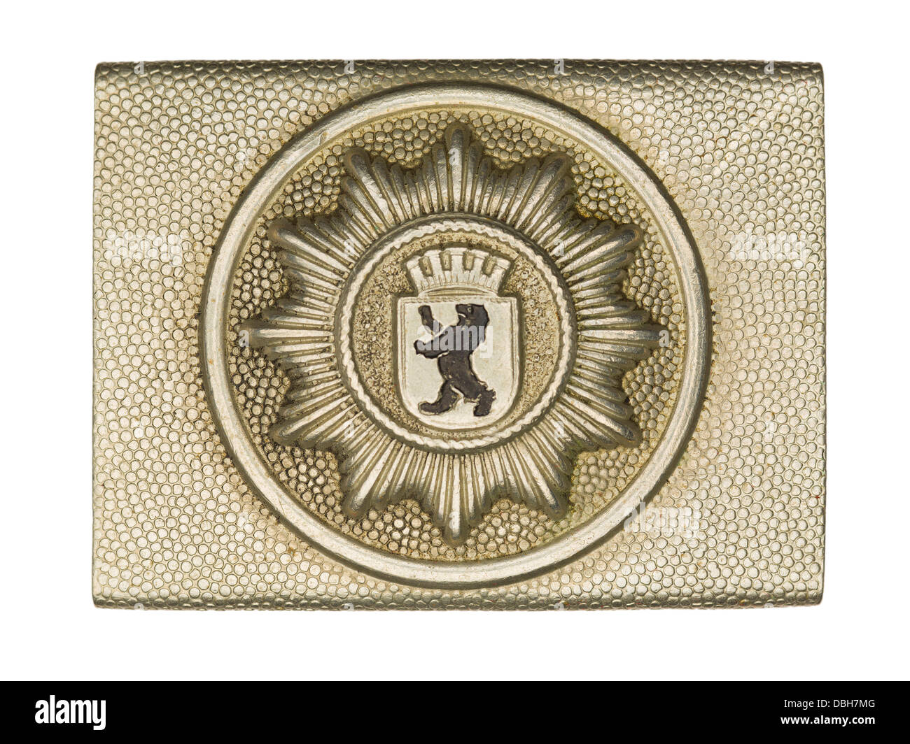 army belt buckle with lion sign Stock Photo