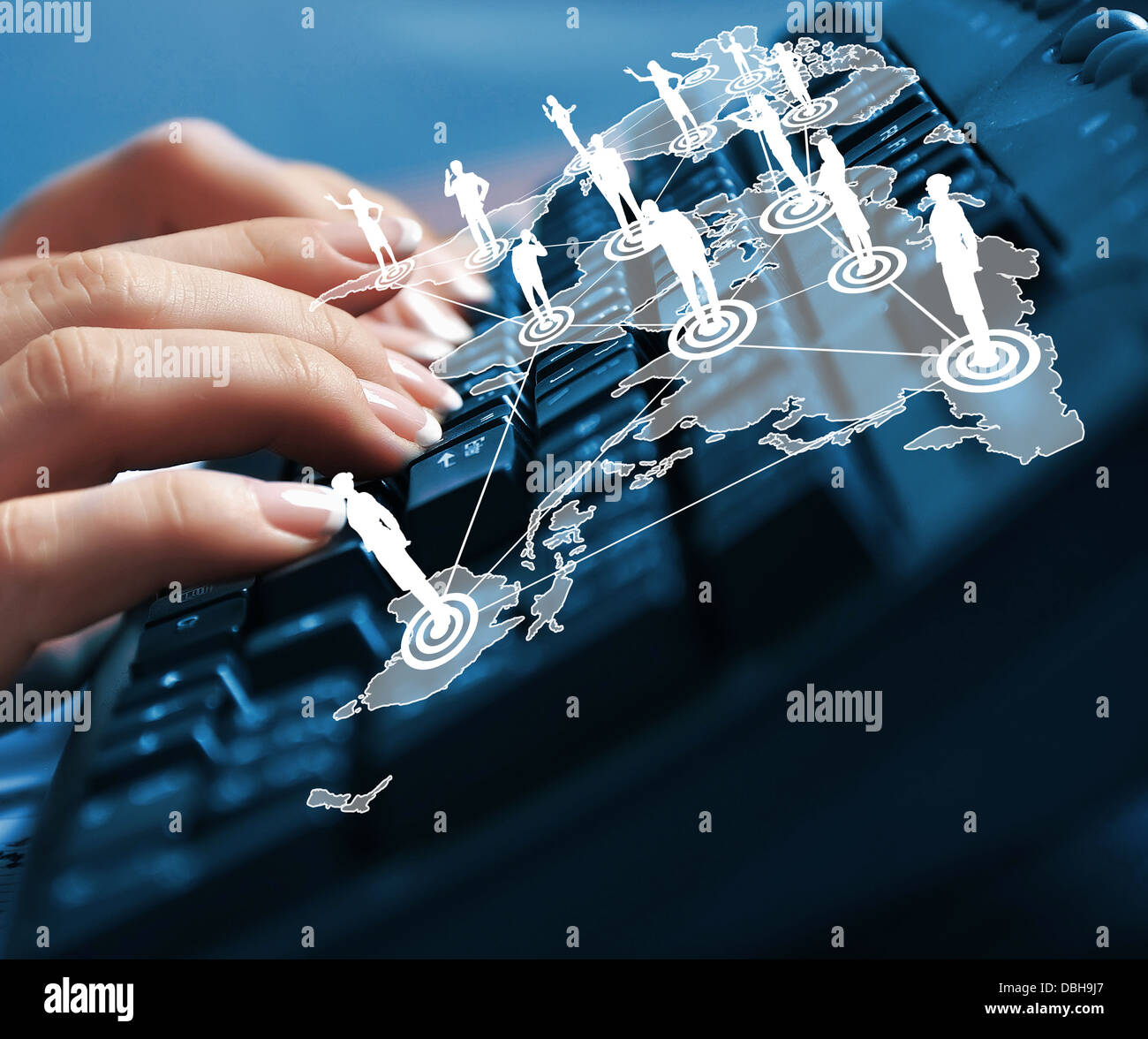 Computer keyboard and social media images Stock Photo Alamy
