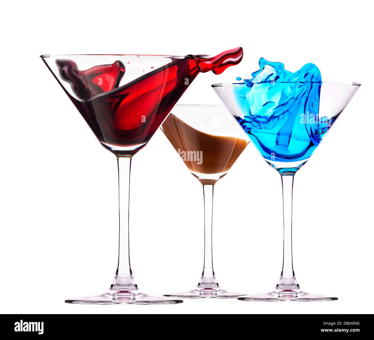 Alcoholic Cocktail Set Splash Red Cosmopolitan Blue Curacao Chocolate Cocktail Fresh Cola Stock Photo Alamy