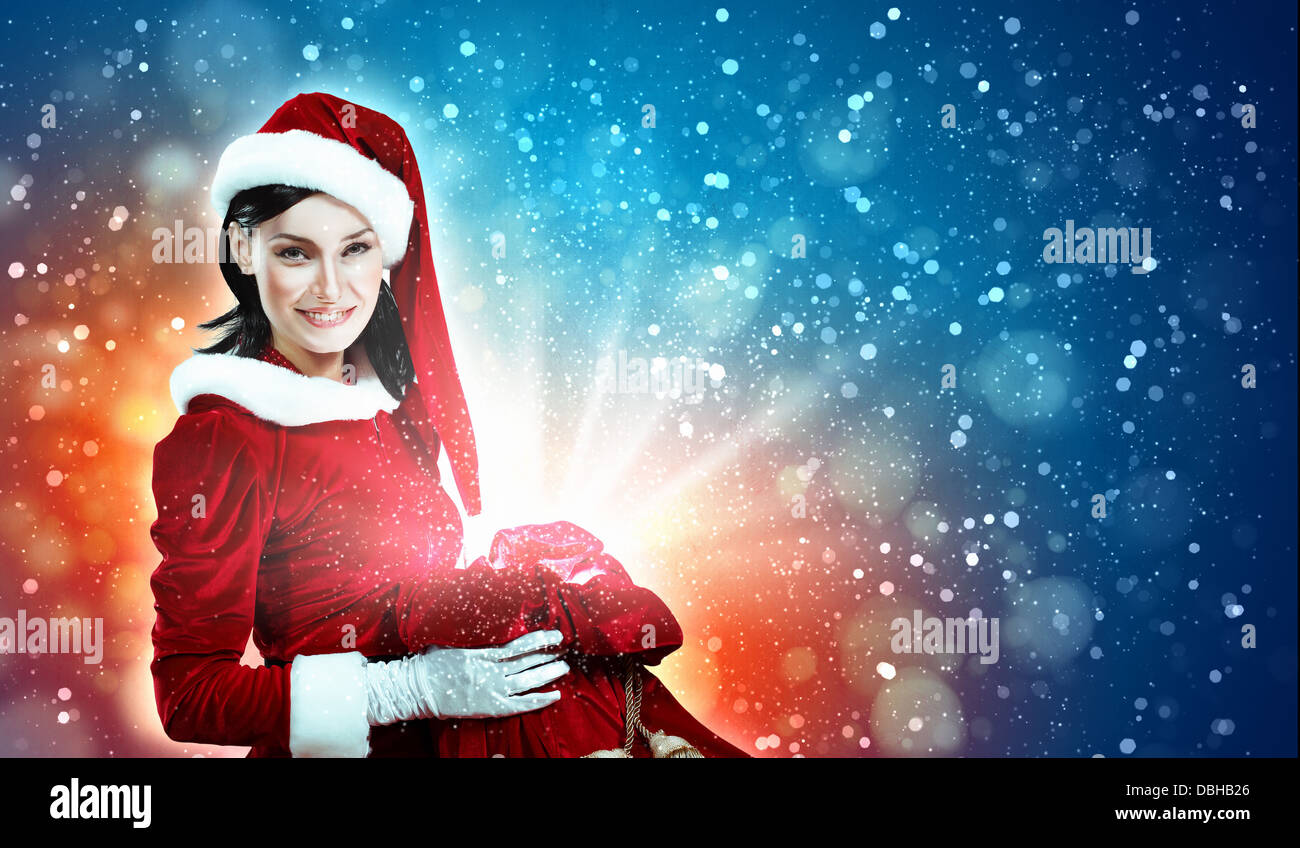 beautiful girl in santa costume Stock Photo - Alamy