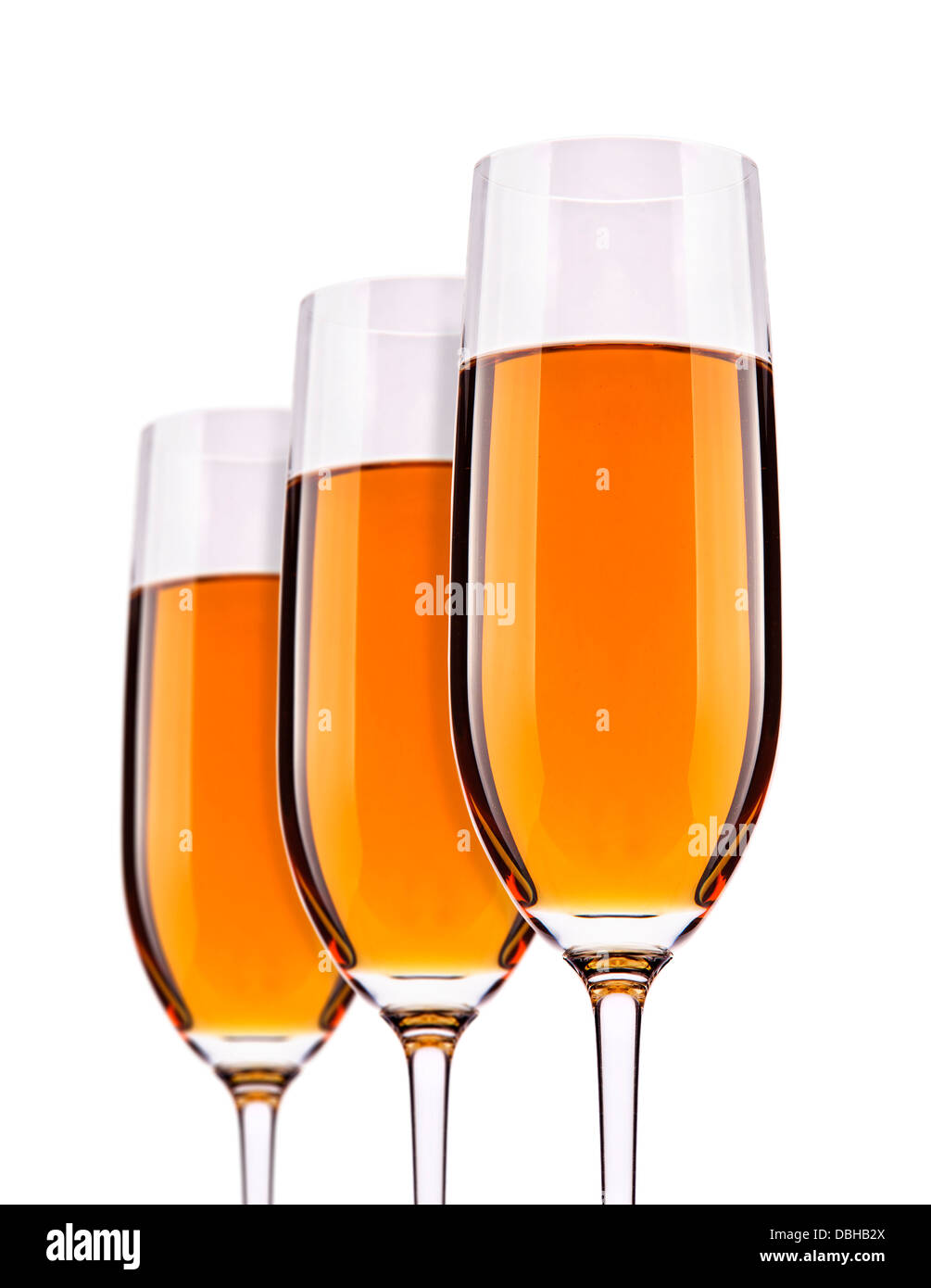 Full champagne glass with white wine set Stock Photo Alamy