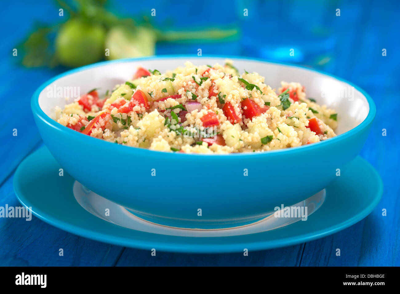 Fresh homemade Tabbouleh, an Arabian vegetarian salad made of couscous