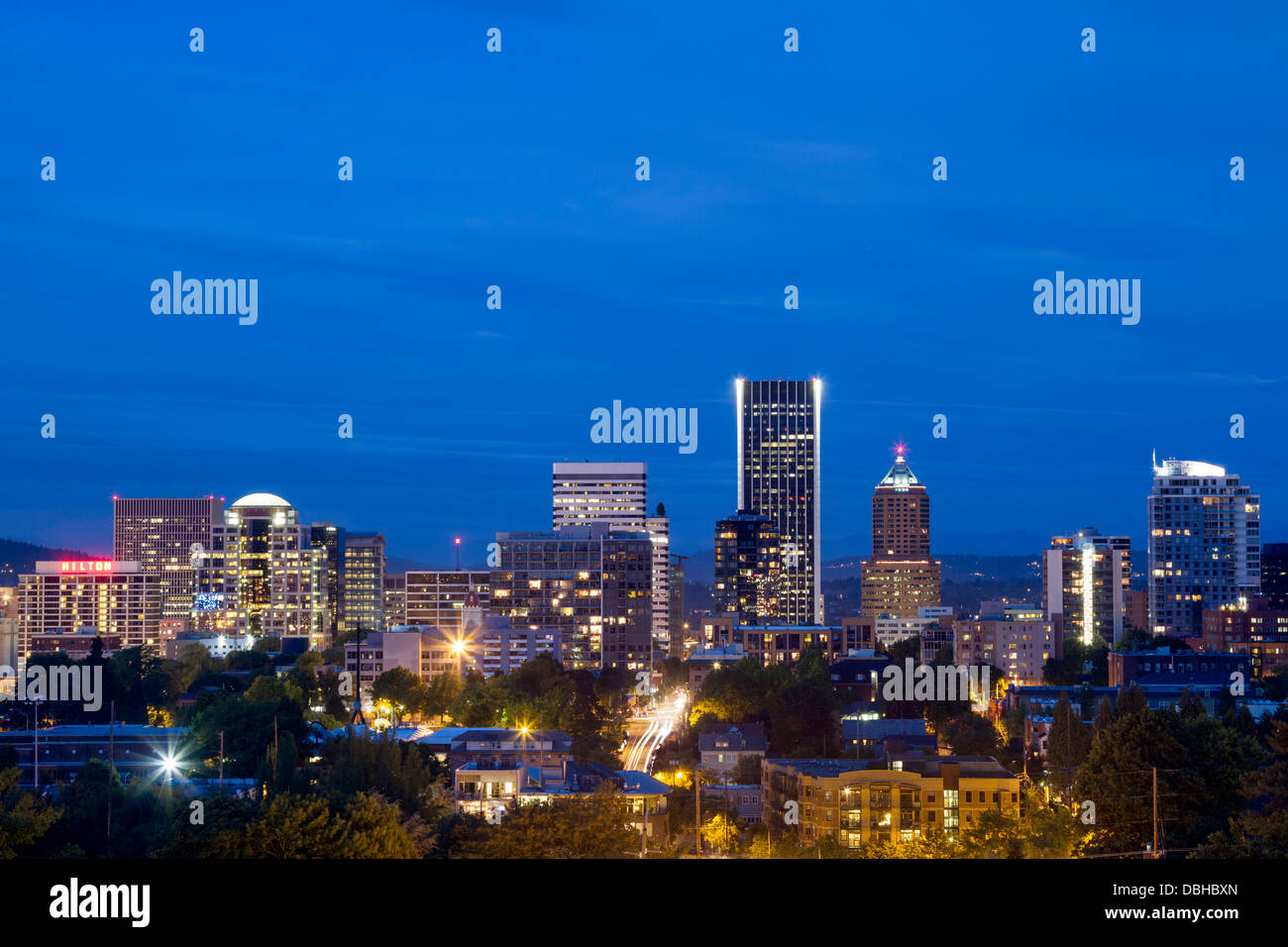 Skyline view of Portland, Oregon, USA Stock Photo