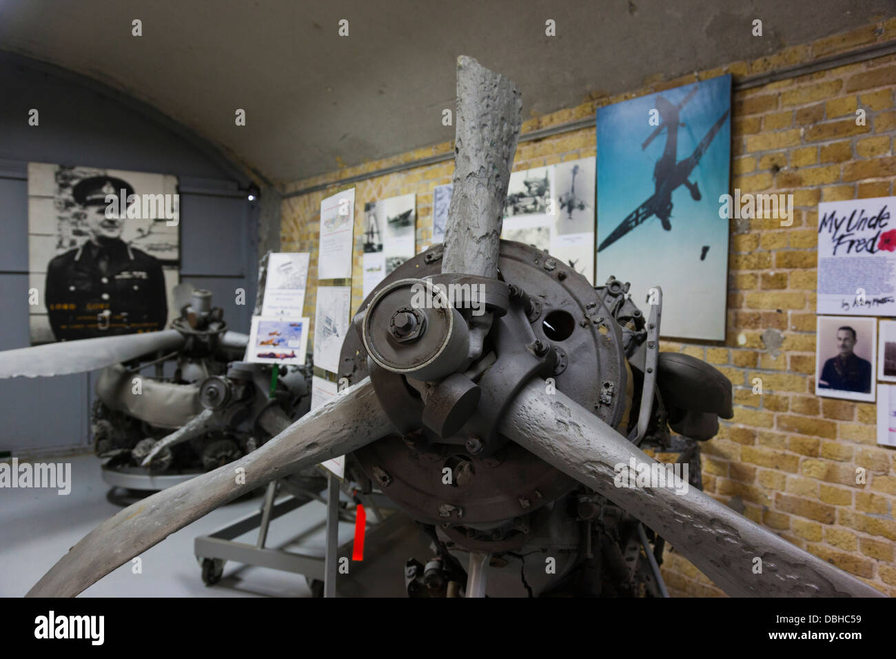 France, Nord, Dunkerque, Memorial du Souvenir, War Memorial Museum, wrecked aircraft engines from the Battle of Dunkirk, 1940. Stock Photo