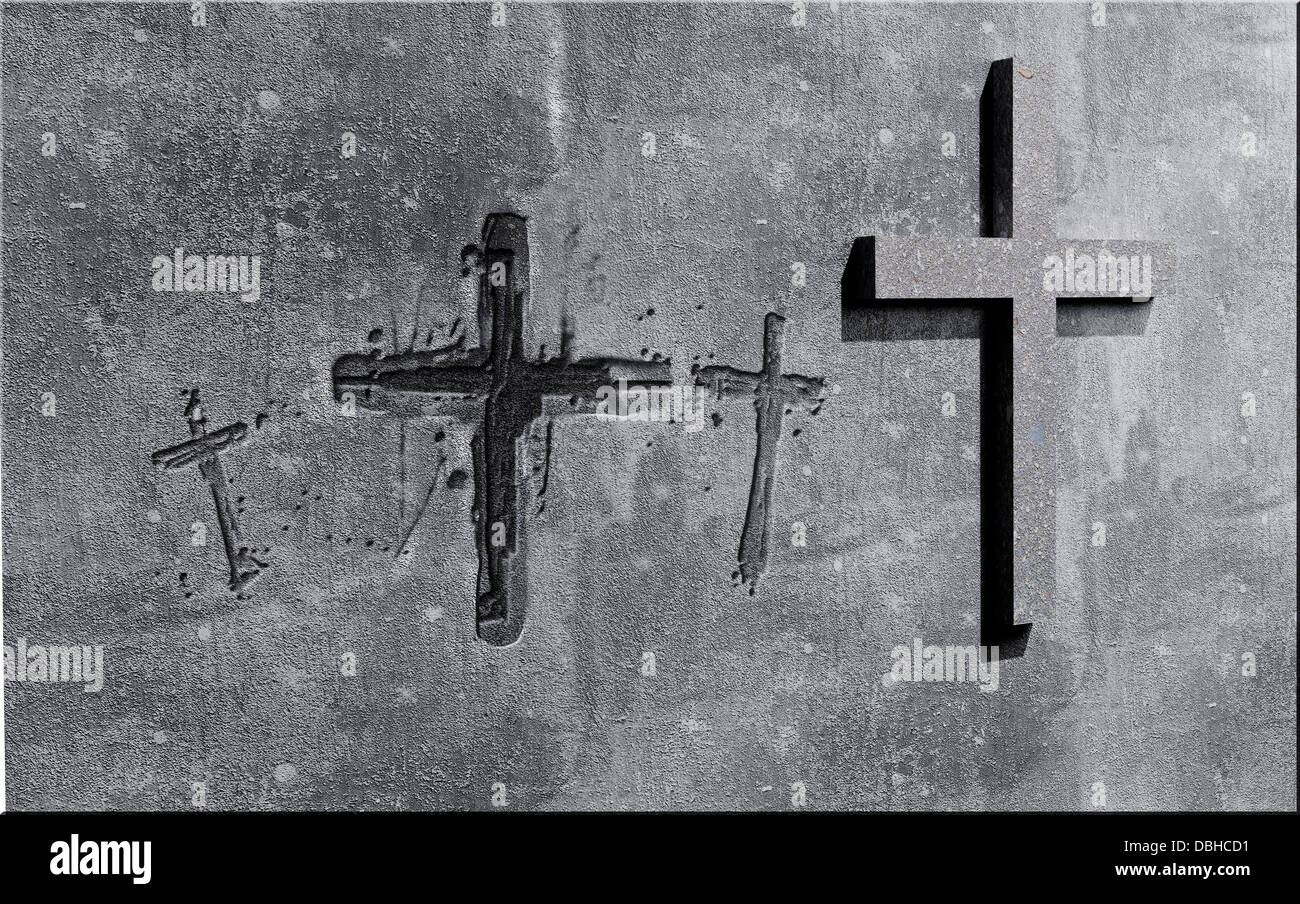 Crosses carved in the wall Stock Photo Alamy