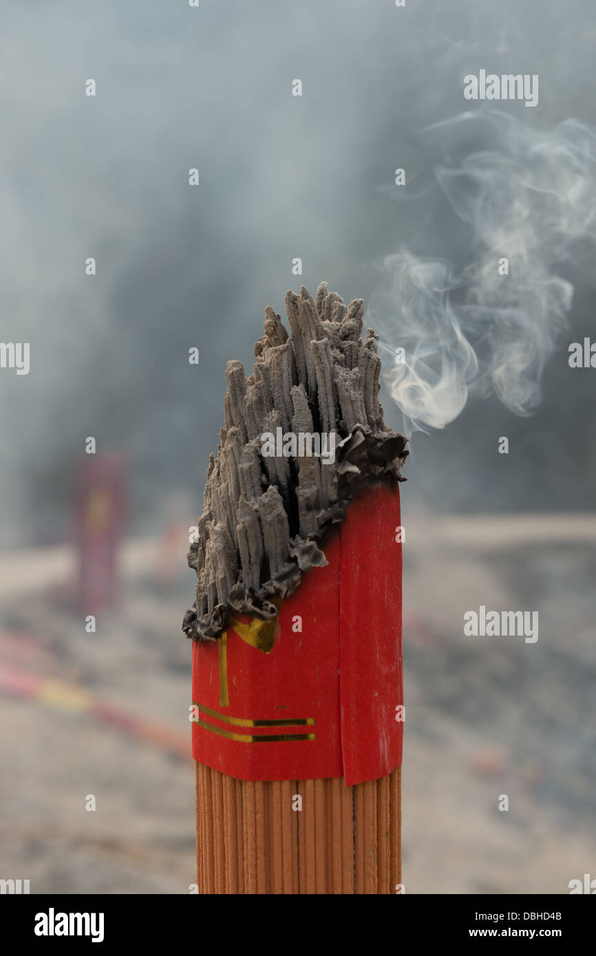Nanjing, China. Incense burning at the Pilusi temple. Stock Photo