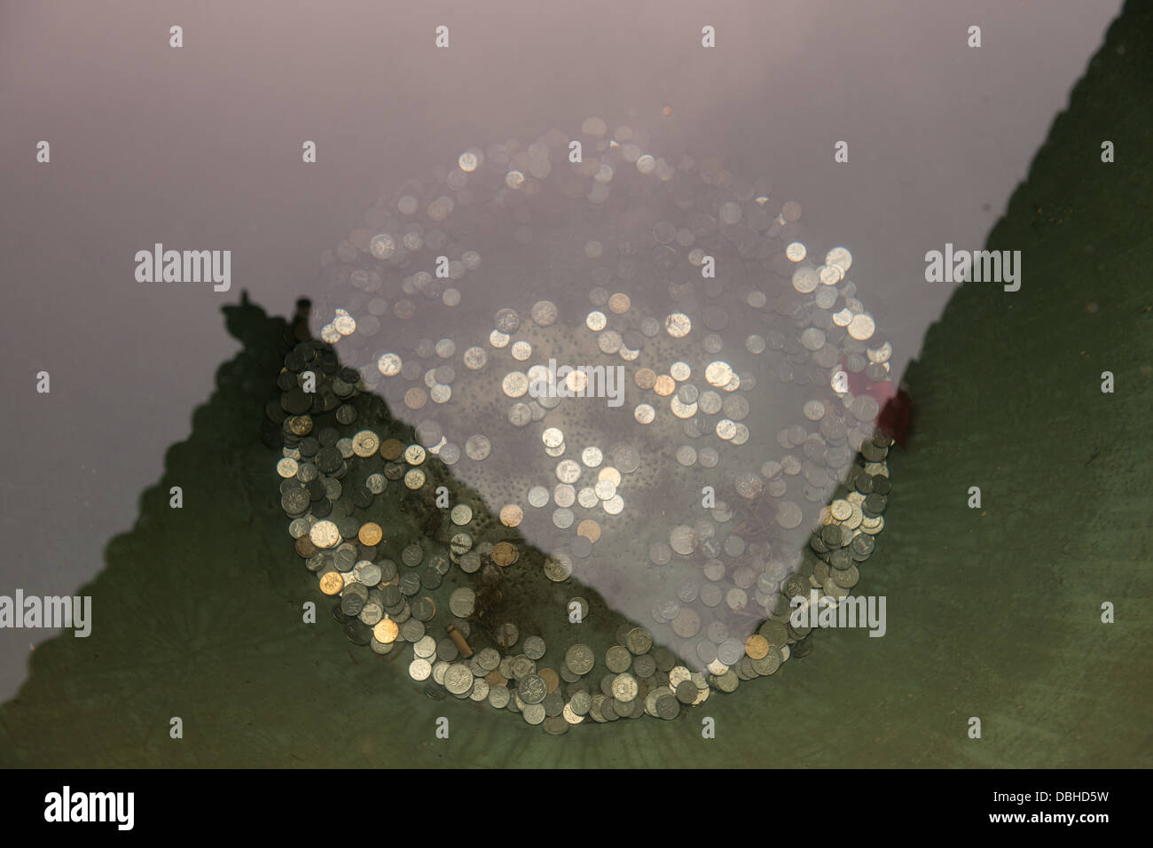 Nanjing, China. Coin offerings at the Pilusi temple. Stock Photo