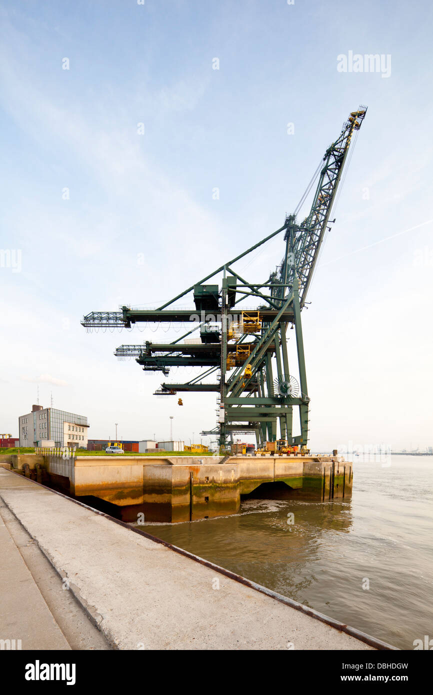 Container terminal in the harbor of Antwerp, Belgium during daytime ...